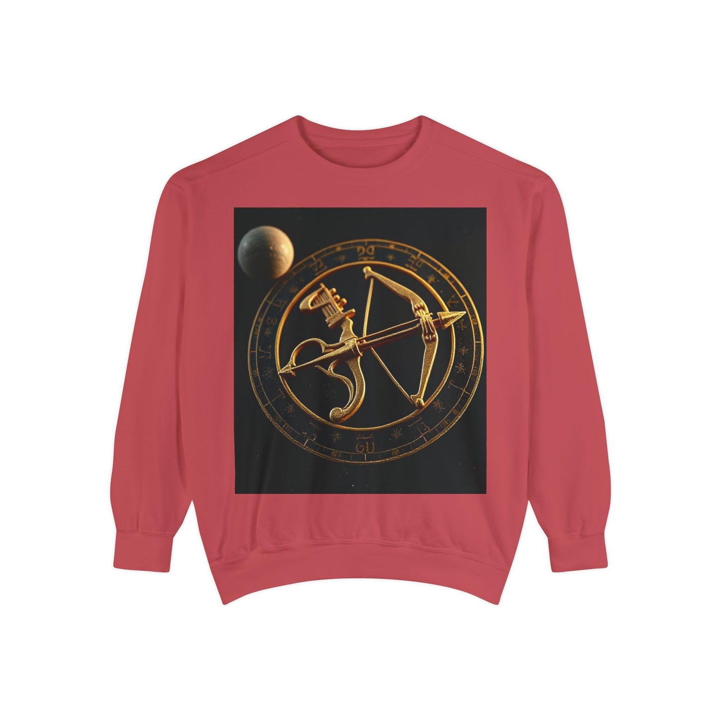 Garment-Dyed Sweatshirt, Unisex, Space Symbol Design, Sagittarius