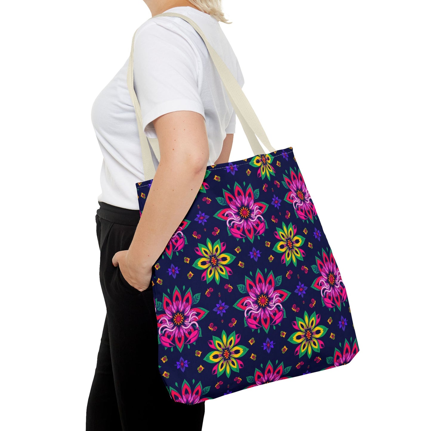 Tote Bag (AOP), Scorpio, Zodiac v2, Flower Pattern