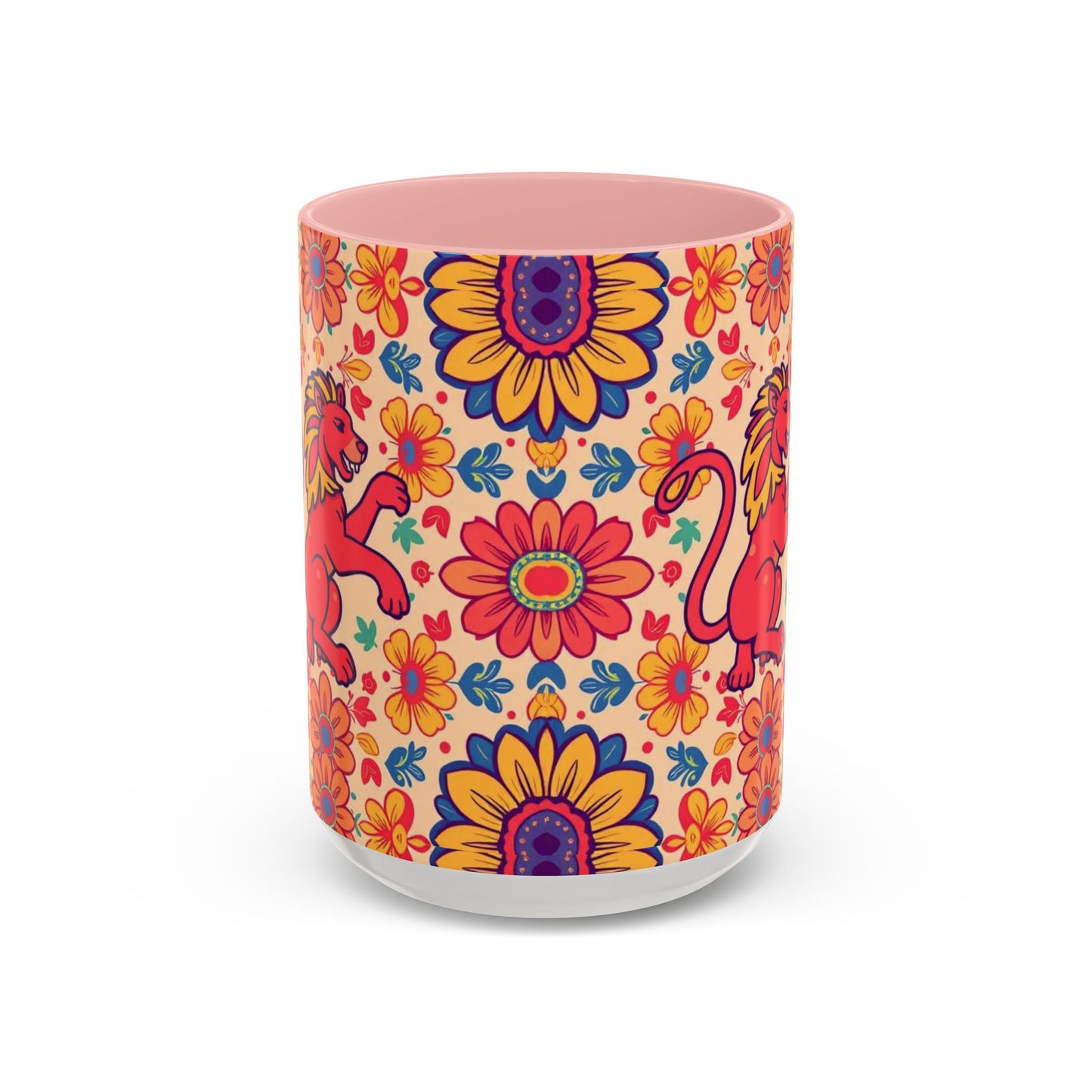 Accent Coffee Mug, Leo, Zodiac, Flower Pattern, (11, 15oz)