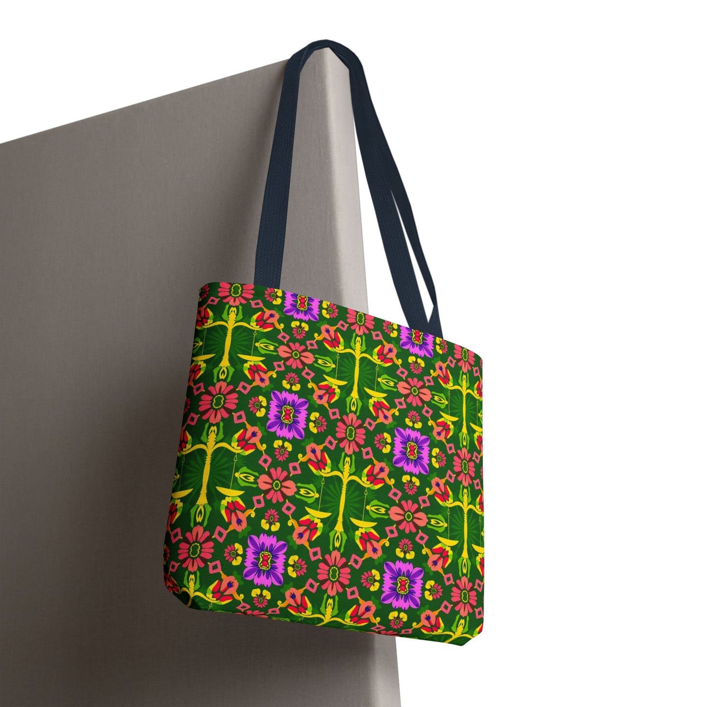 Tote Bag, (AOP), Libra, Zodiac v6, Flower Pattern