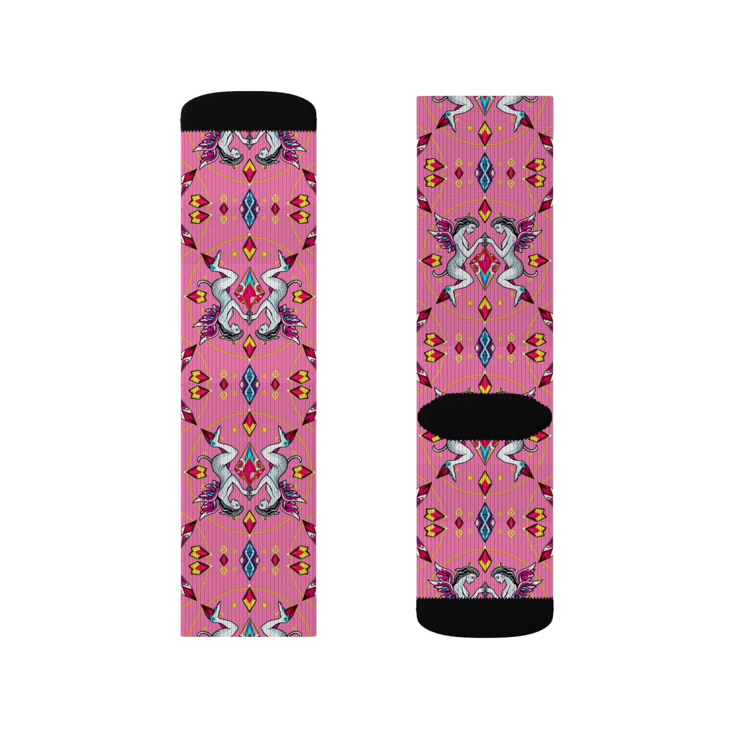Sublimation Socks, Gemini, Zodiac v4, Jewel Pattern