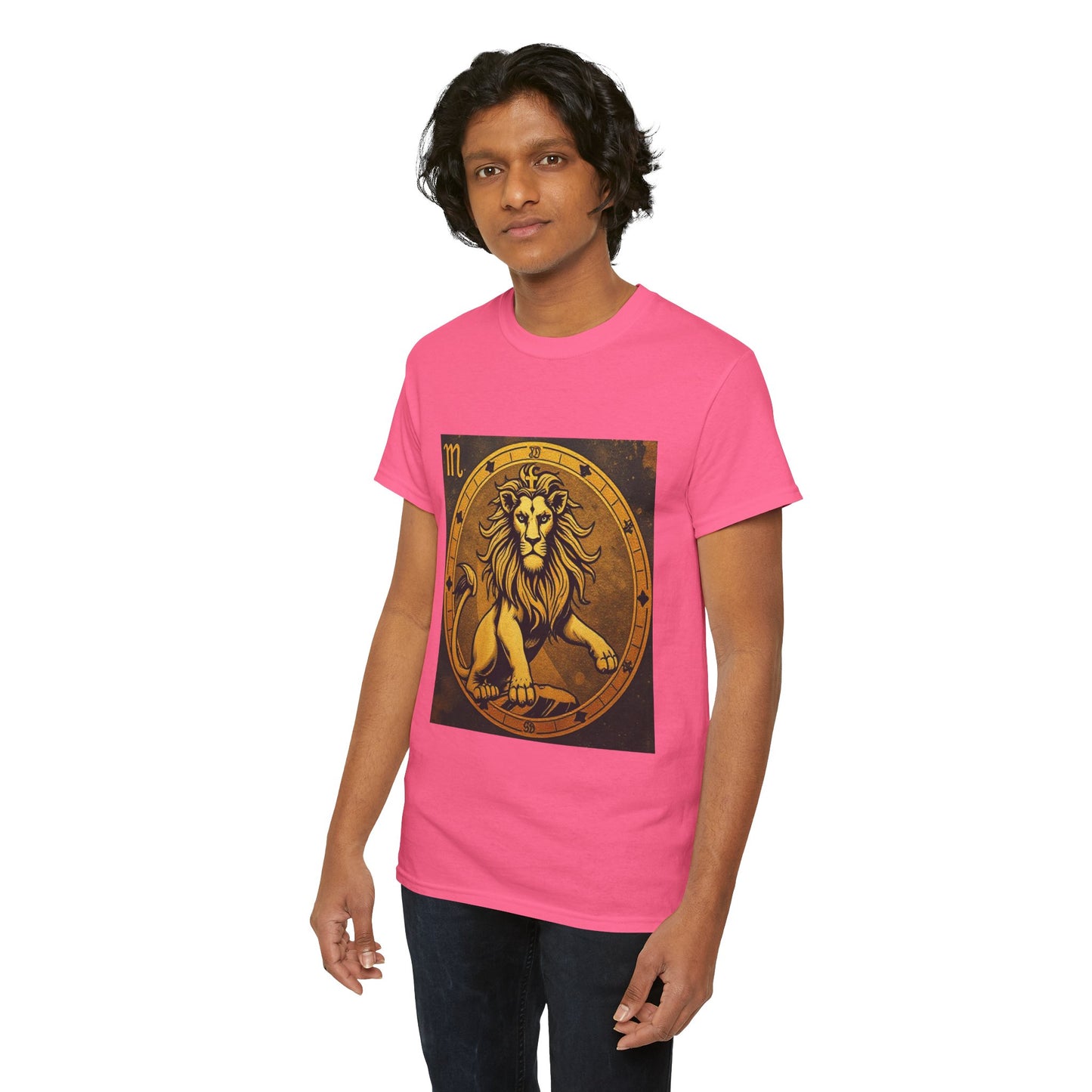 Unisex Heavy Cotton T-Shirt, Gold Lion v1, Leo Zodiac Design