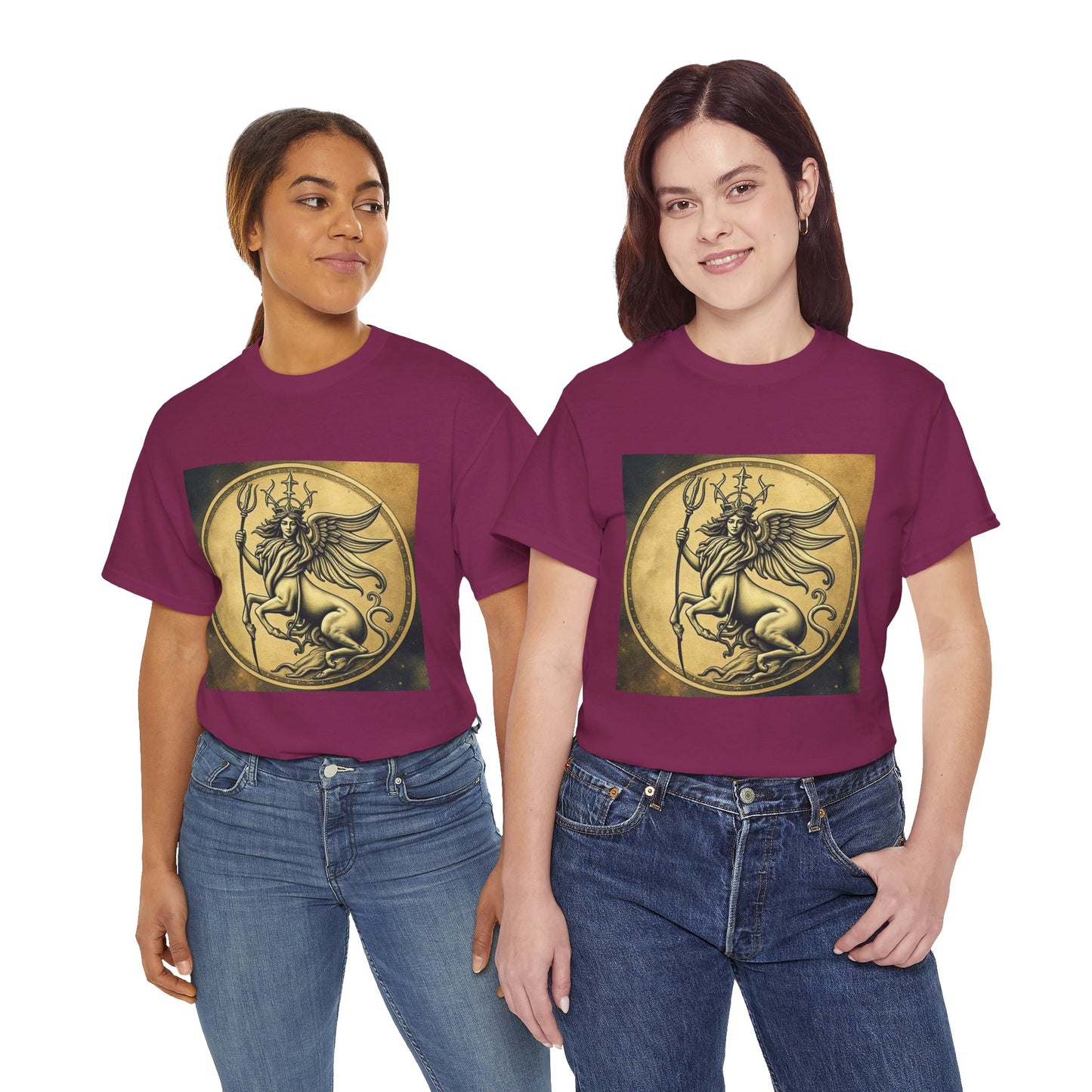 Unisex Heavy Cotton T-Shirt, Angel Animal, Virgo Zodiac Design