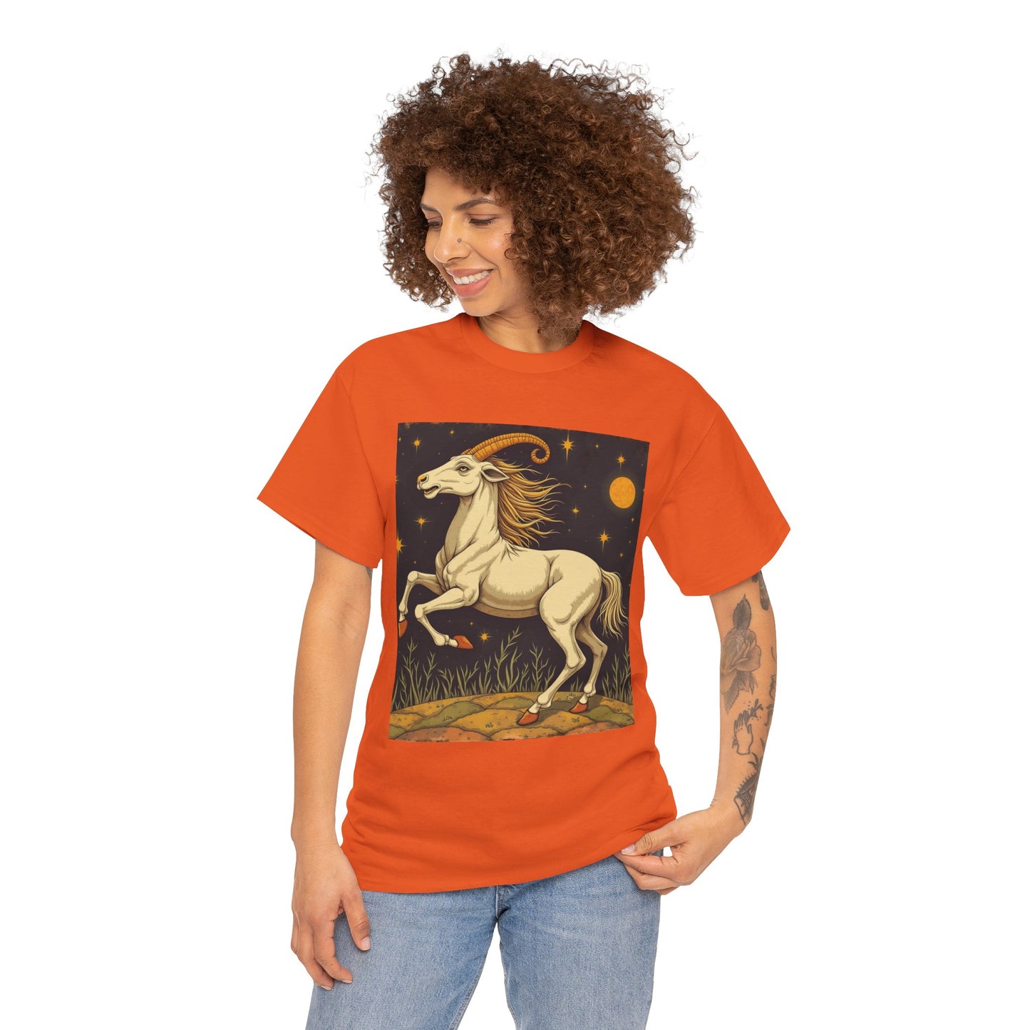 Unisex Heavy Cotton T-Shirt, Aries Animal, Zodiac Design
