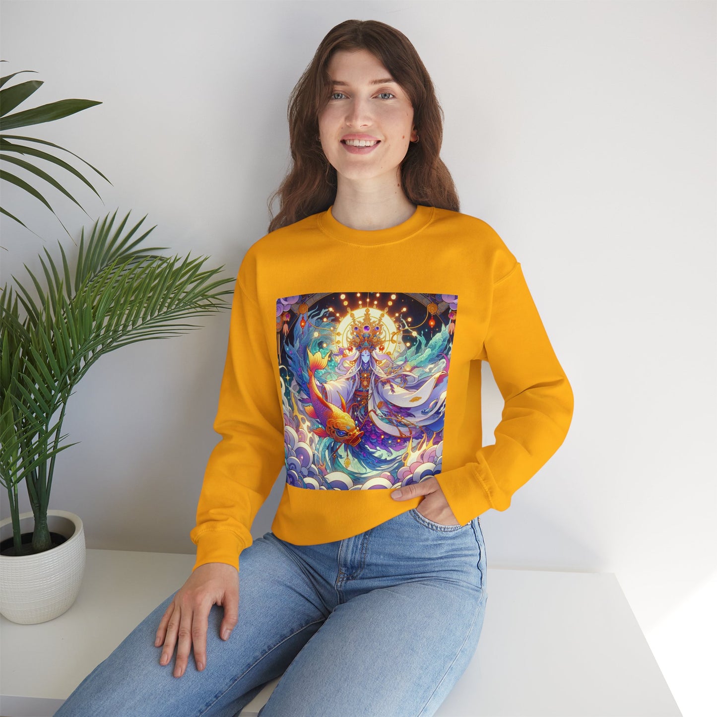 Unisex Heavy Blend™ Crewneck Sweatshirt, Anime Pisces King, Zodiac Design