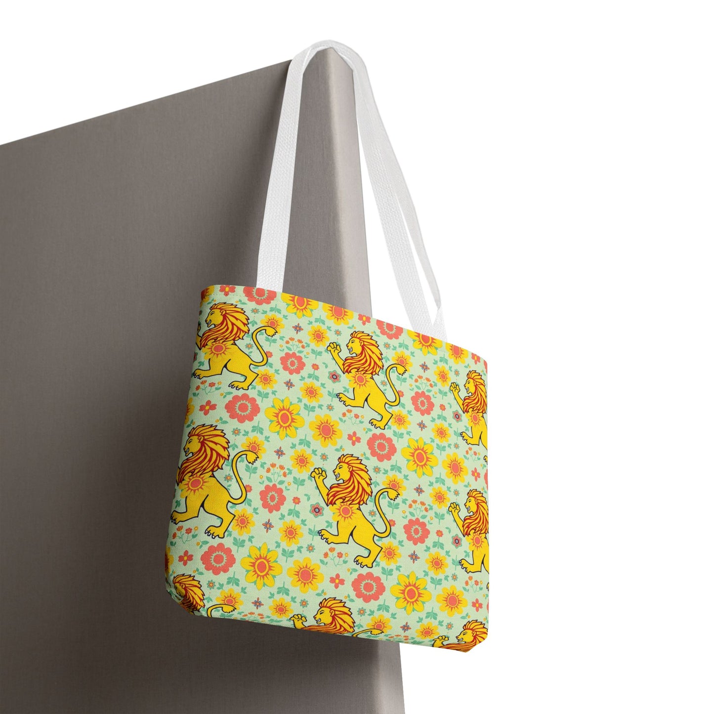 Tote Bag, (AOP), Leo, Zodiac v2, Flower Pattern