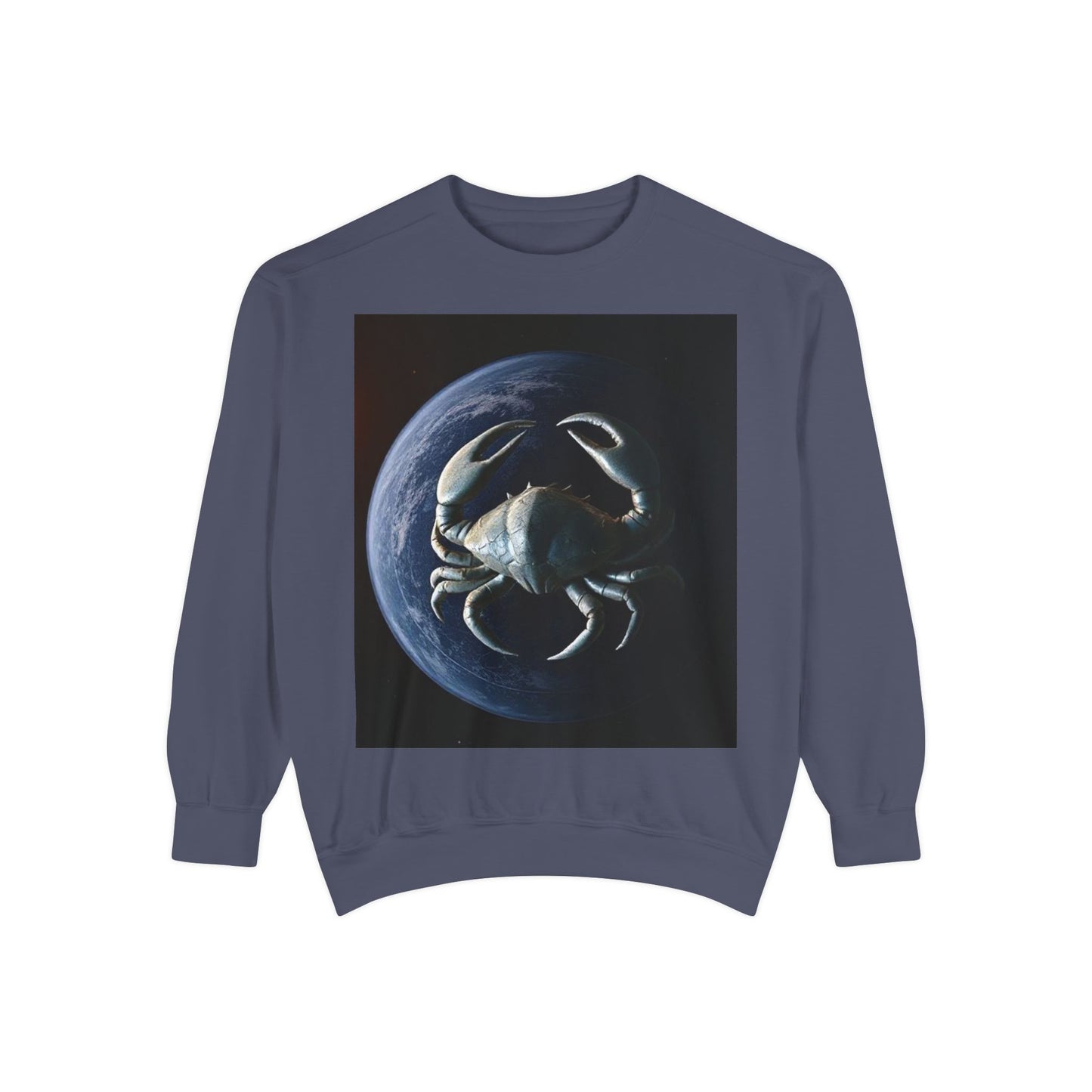Garment-Dyed Sweatshirt, Unisex, Space Animal Design, Cancer