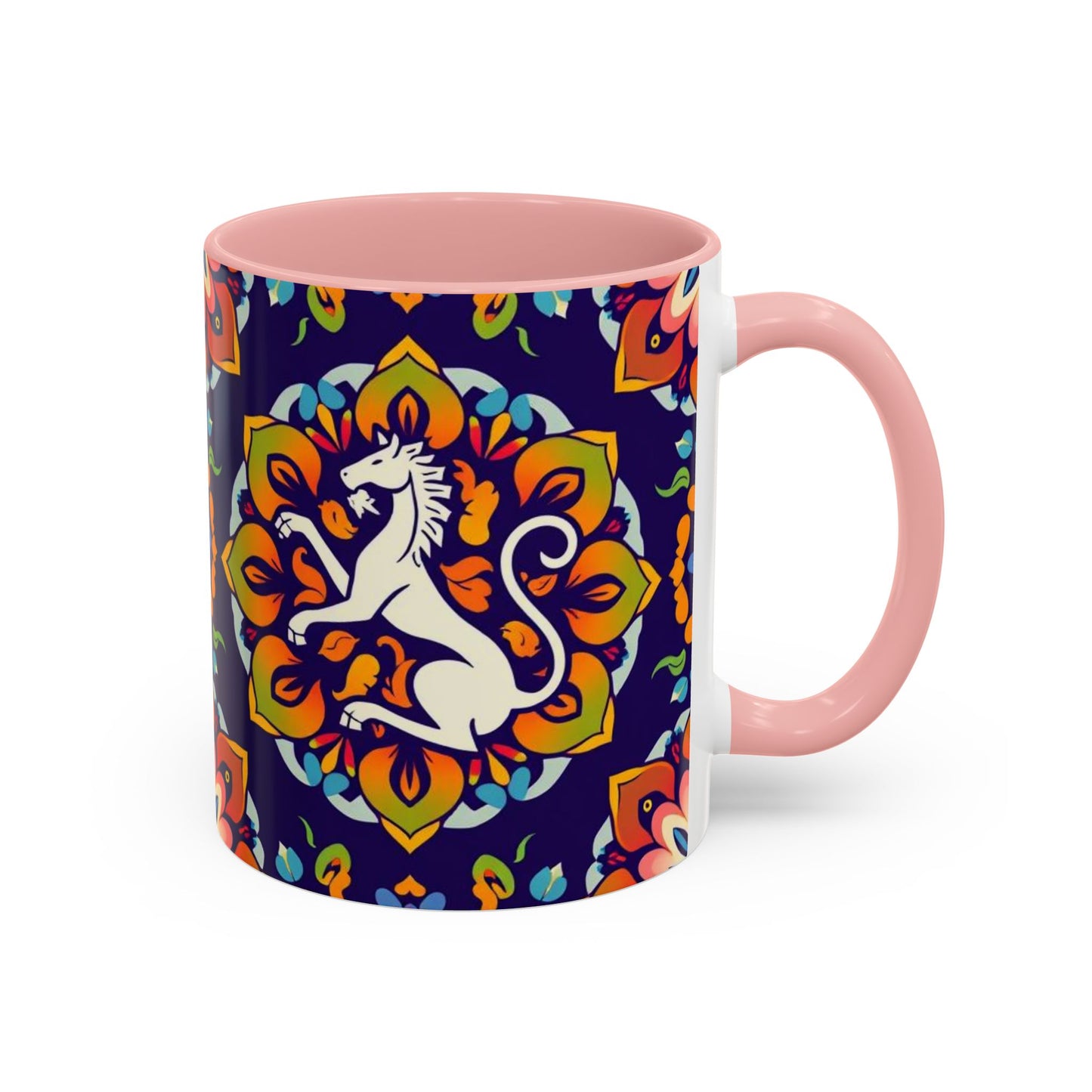 Accent Coffee Mug, Virgo, Zodiac v4. Flower Pattern, (11, 15oz)