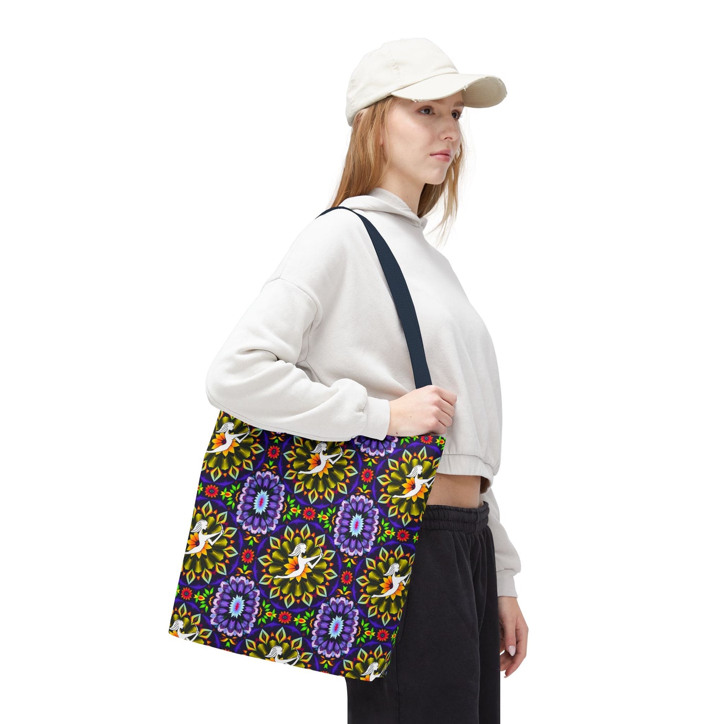Tote Bag (AOP), Sagittarius, Zodiac v2, Flower Pattern