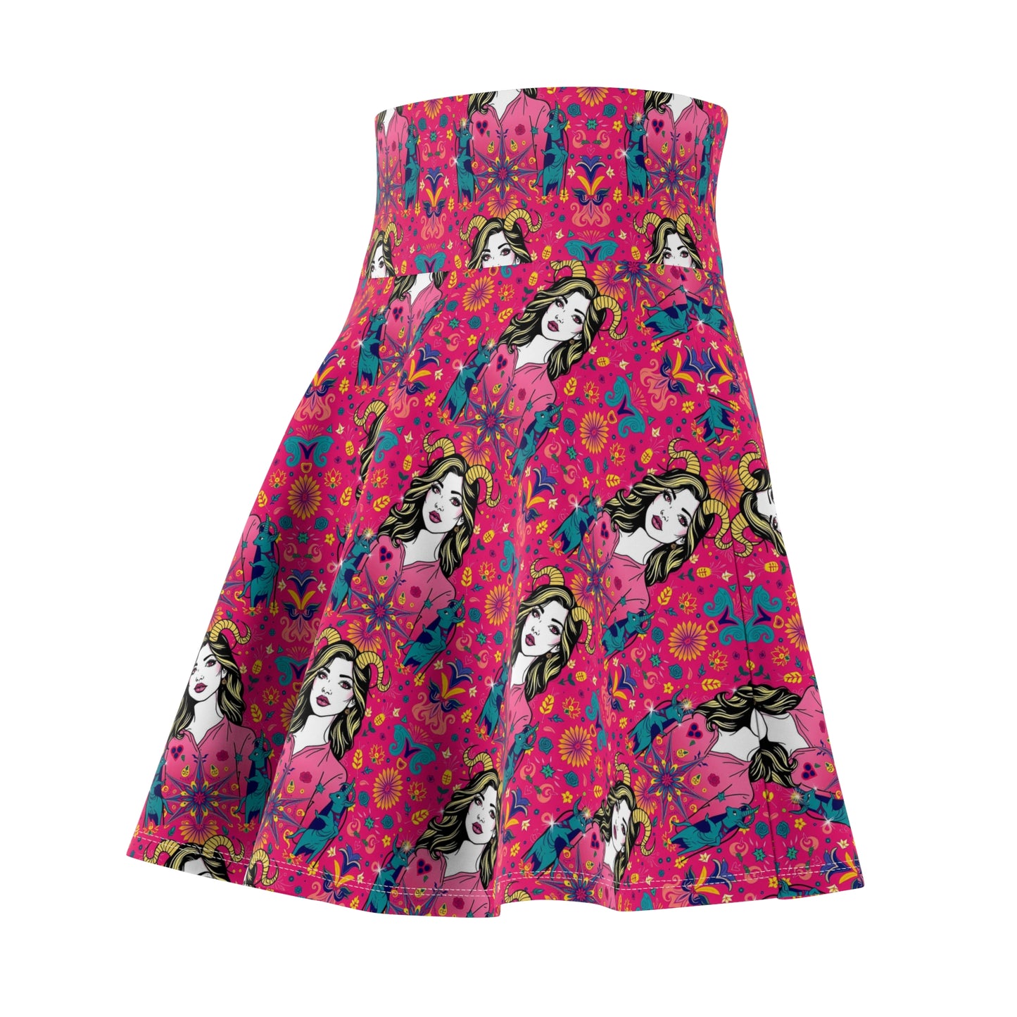 Women's Skater Skirt, (AOP), Capricorn, Zodiac v4, Sexy Pattern