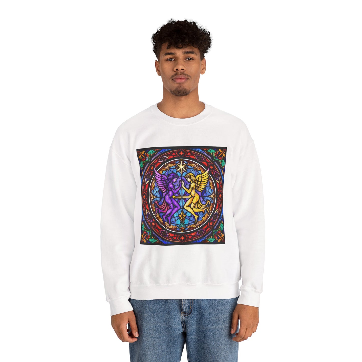 Unisex Heavy Blend™ Crewneck Sweatshirt, Glass, Gemini Zodiac Design