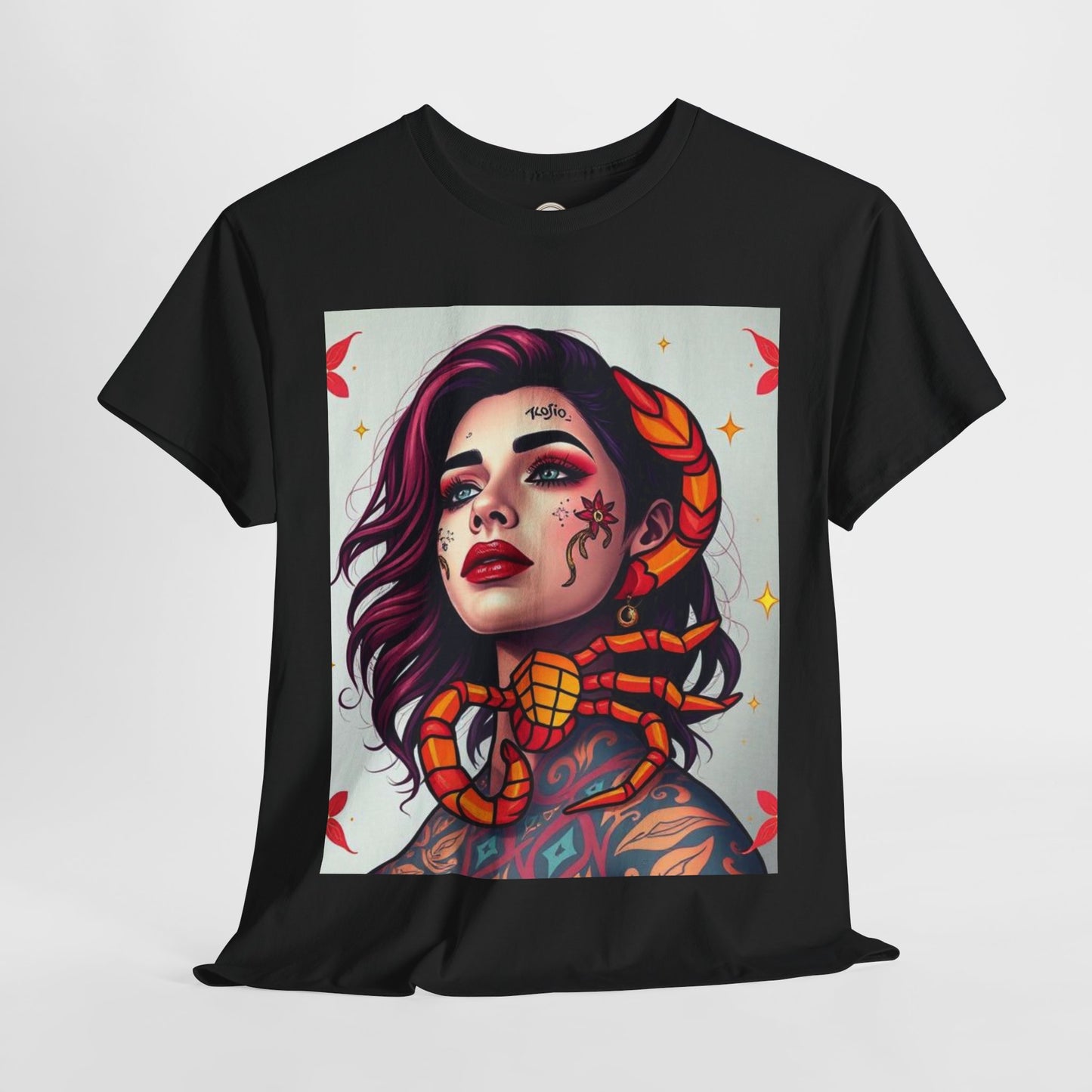 Unisex Heavy Cotton T-Shirt, Scorpio, Zodiac v3, Sexy Art