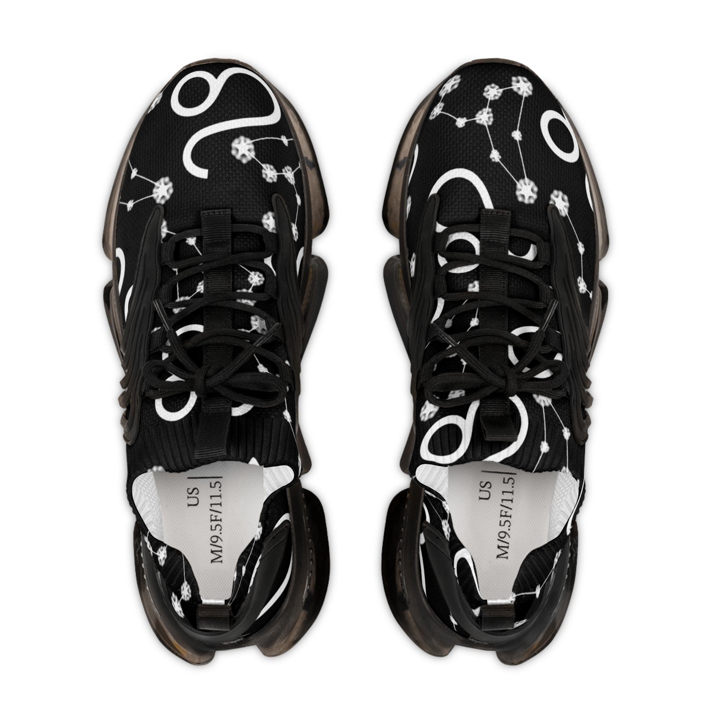 Men's Mesh Sneakers, Leo Zodiac Sign, AOP, Black