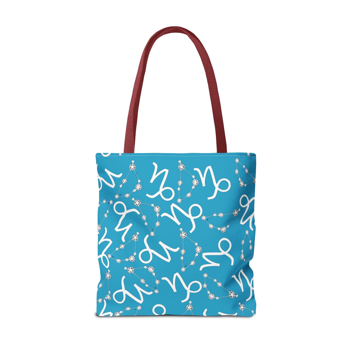 Tote Bag, Capricorn Zodiac Sign, AOP, (Turquoise, White)