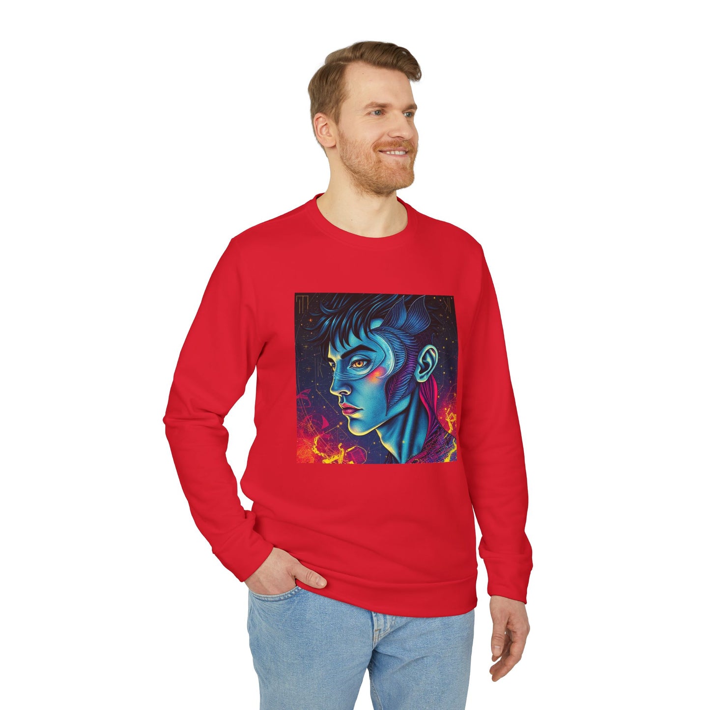 Adidas, Unisex Fleece Crewneck Sweatshirt, Pisces, Pop Art, Zodiac