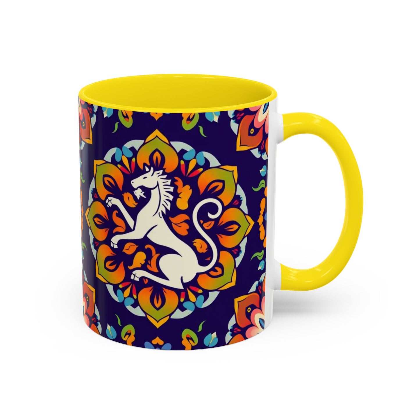 Accent Coffee Mug, Virgo, Zodiac v4. Flower Pattern, (11, 15oz)