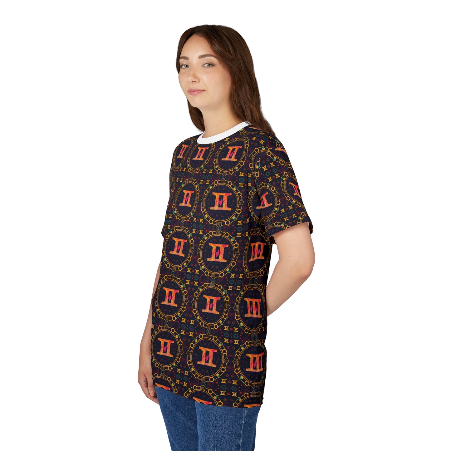 Unisex Cut & Sew T-Shirt, AOP, Gemini, Zodiac, Pattern