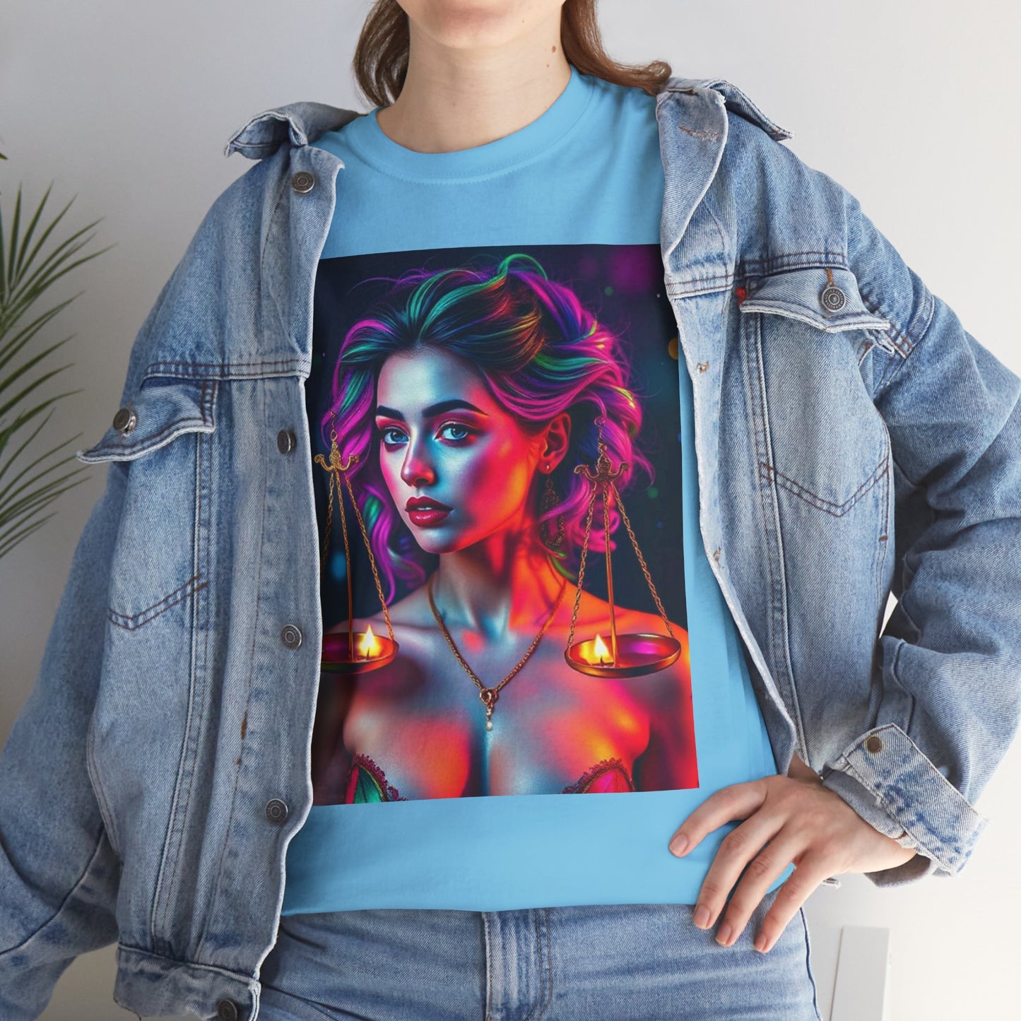 Unisex Heavy Cotton T-Shirt, Libra, Zodiac v3, Sexy Art