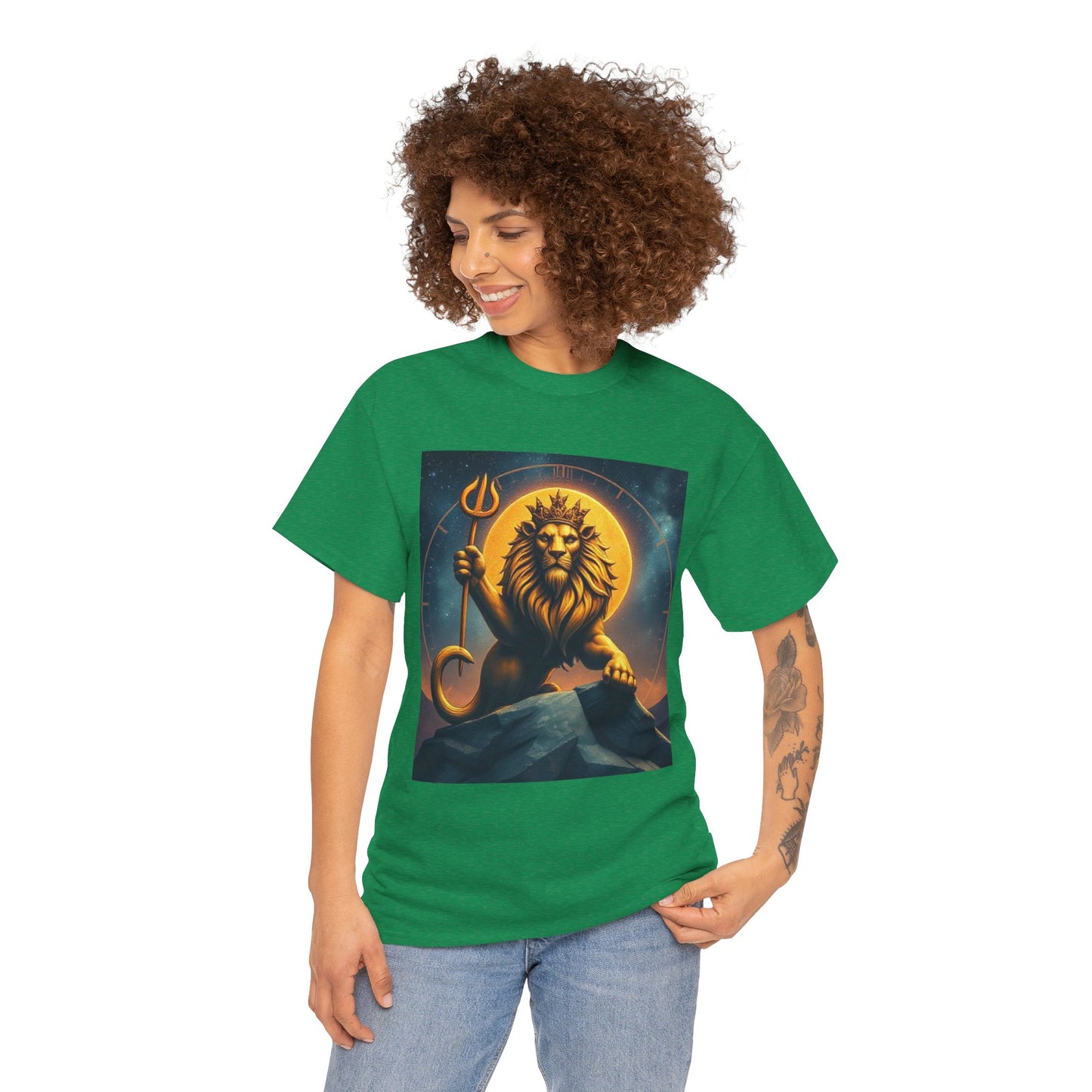 Unisex Heavy Cotton T-Shirt, King of Lion v3, Leo Zodiac Design