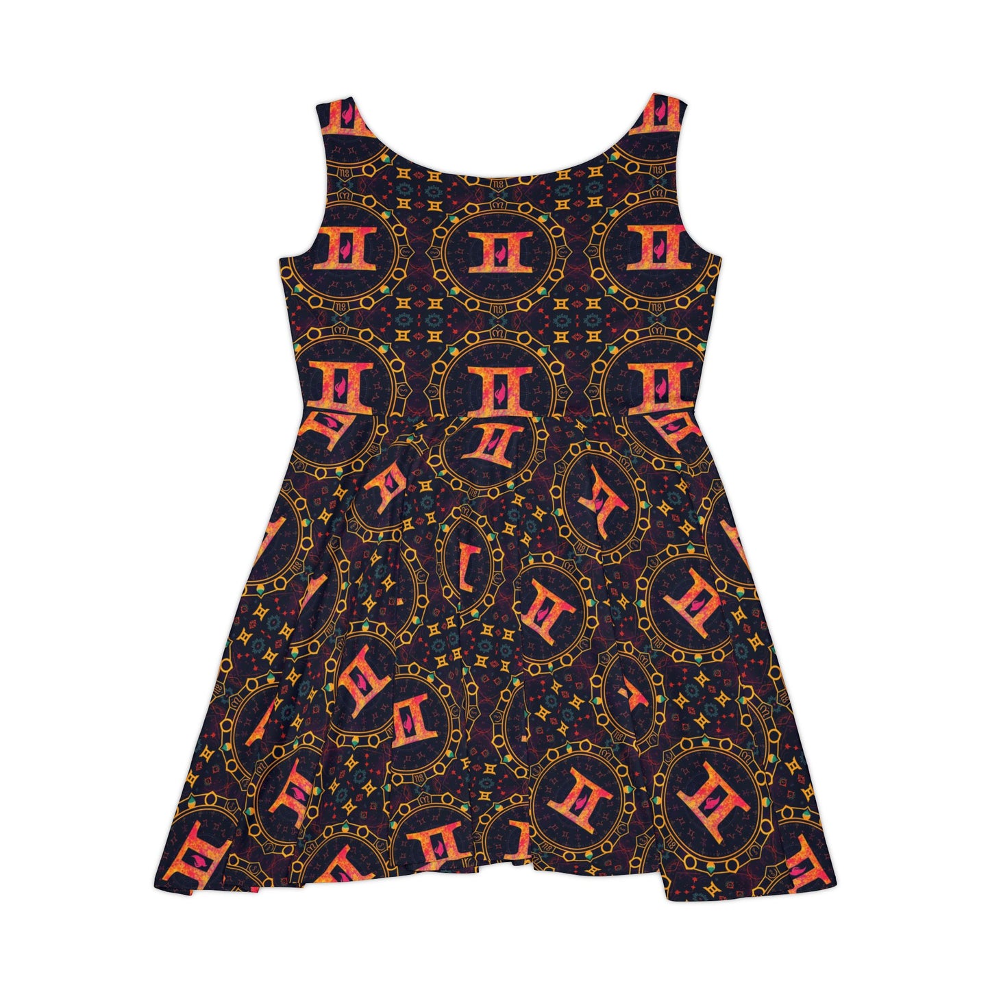 Women's Skater Dress, AOP, Zodiac v1, Gemini, Pattern