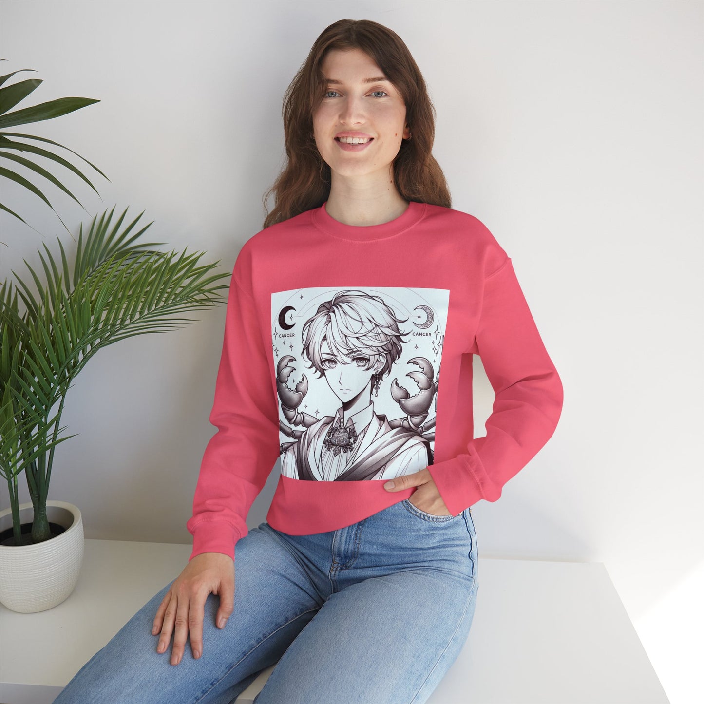 Unisex Heavy Blend™ Crewneck Sweatshirt,Two Moon, Cancer Zodiac Design