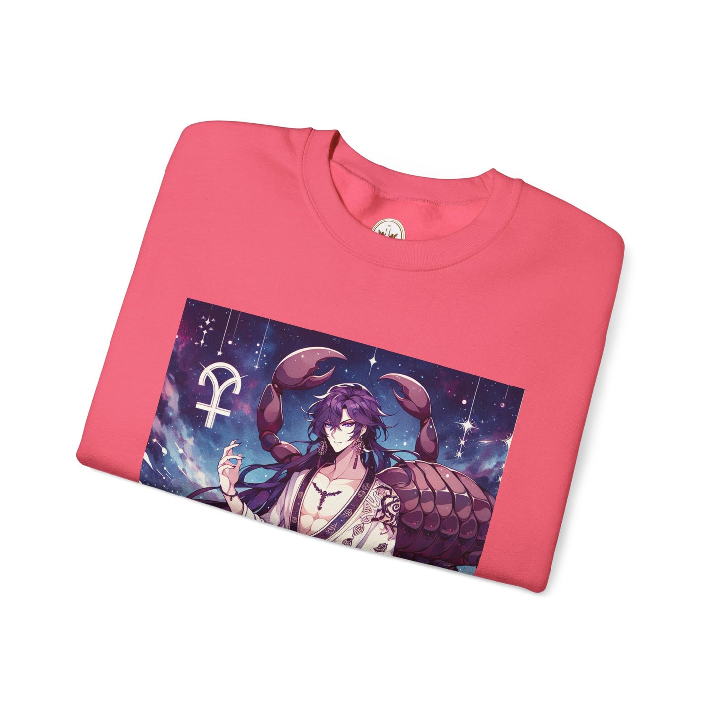Unisex Heavy Blend™ Crewneck Sweatshirt, Scorpio Zodiac Design, purple scorpion anime