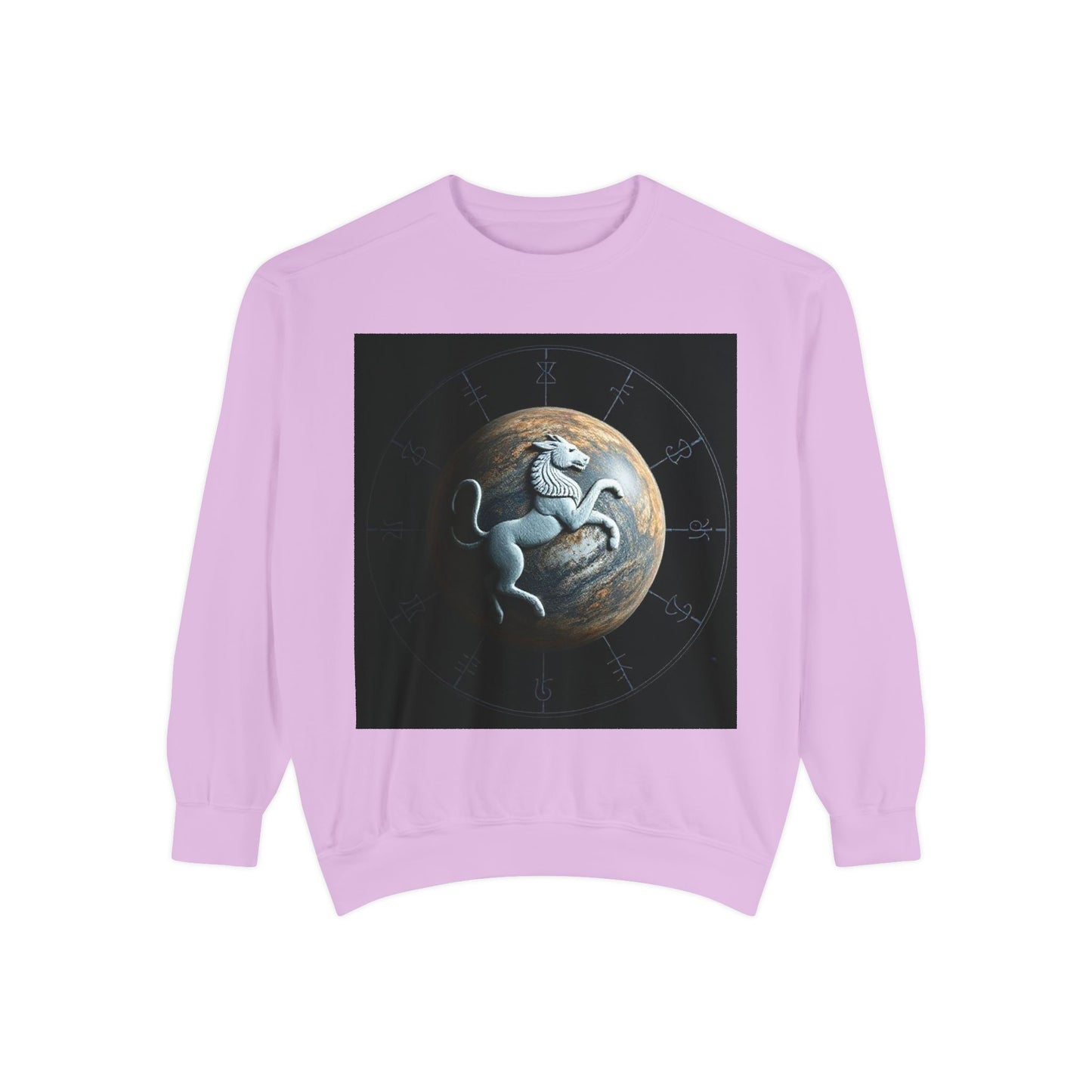 Garment-Dyed Sweatshirt, Unisex, Space Animal Design, Aquarius