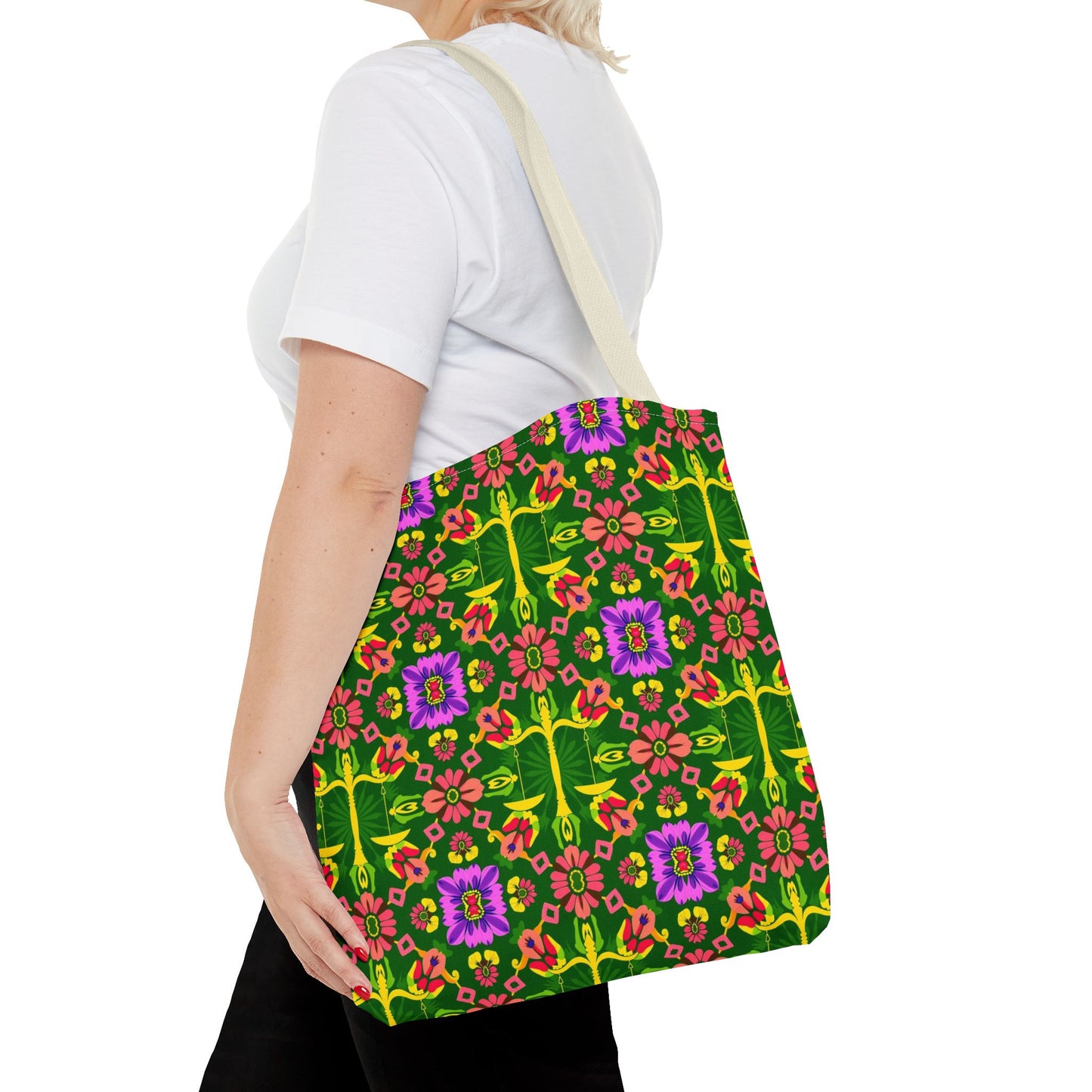 Tote Bag (AOP), Libra, Zodiac, Flower Pattern