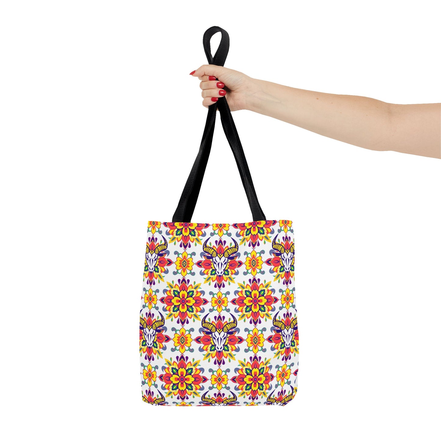 Tote Bag (AOP), Taurus, Zodiac, Flower Pattern