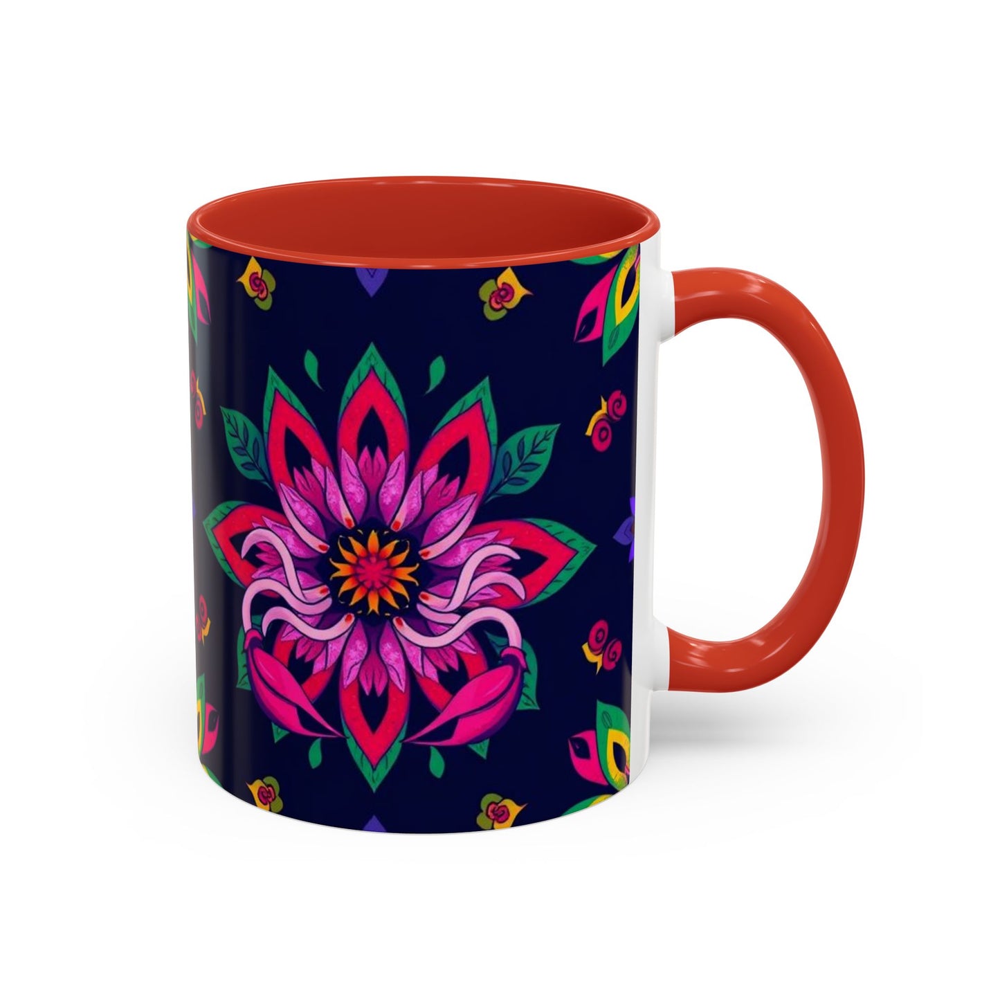Accent Coffee Mug, Scorpio, Zodiac v4. Flower Pattern, (11, 15oz)