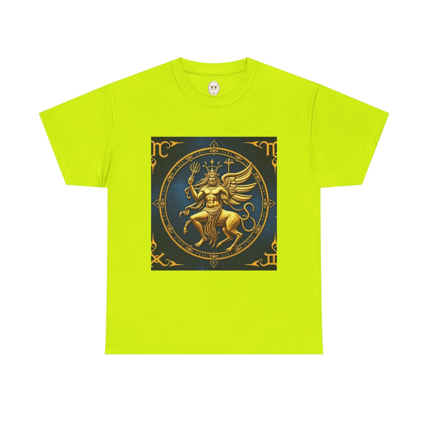 Unisex Heavy Cotton T-Shirt, Gold Angel, Symbol, Virgo Zodiac Design
