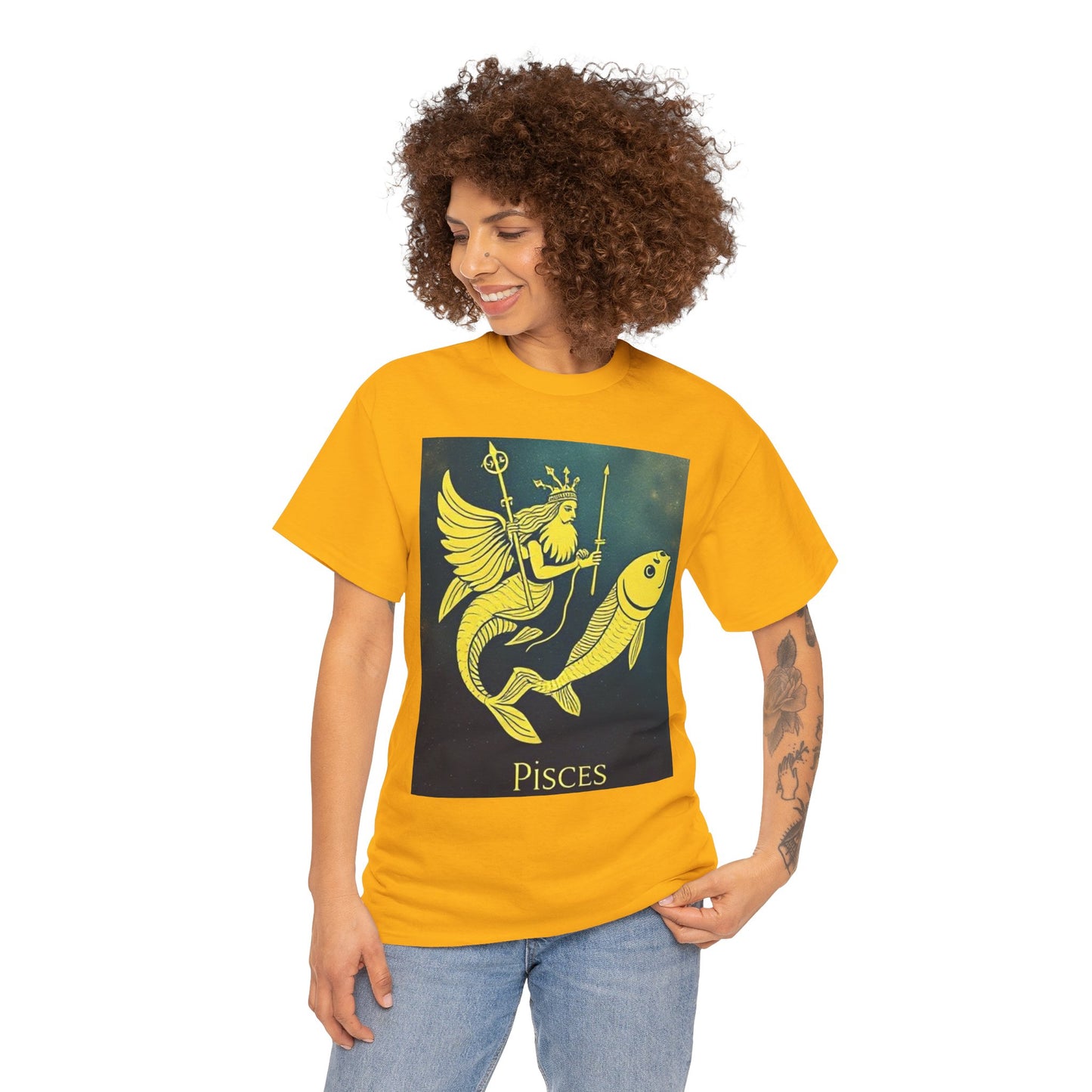 Unisex Heavy Cotton T-Shirt, Pisces Queen, Zodiac Design