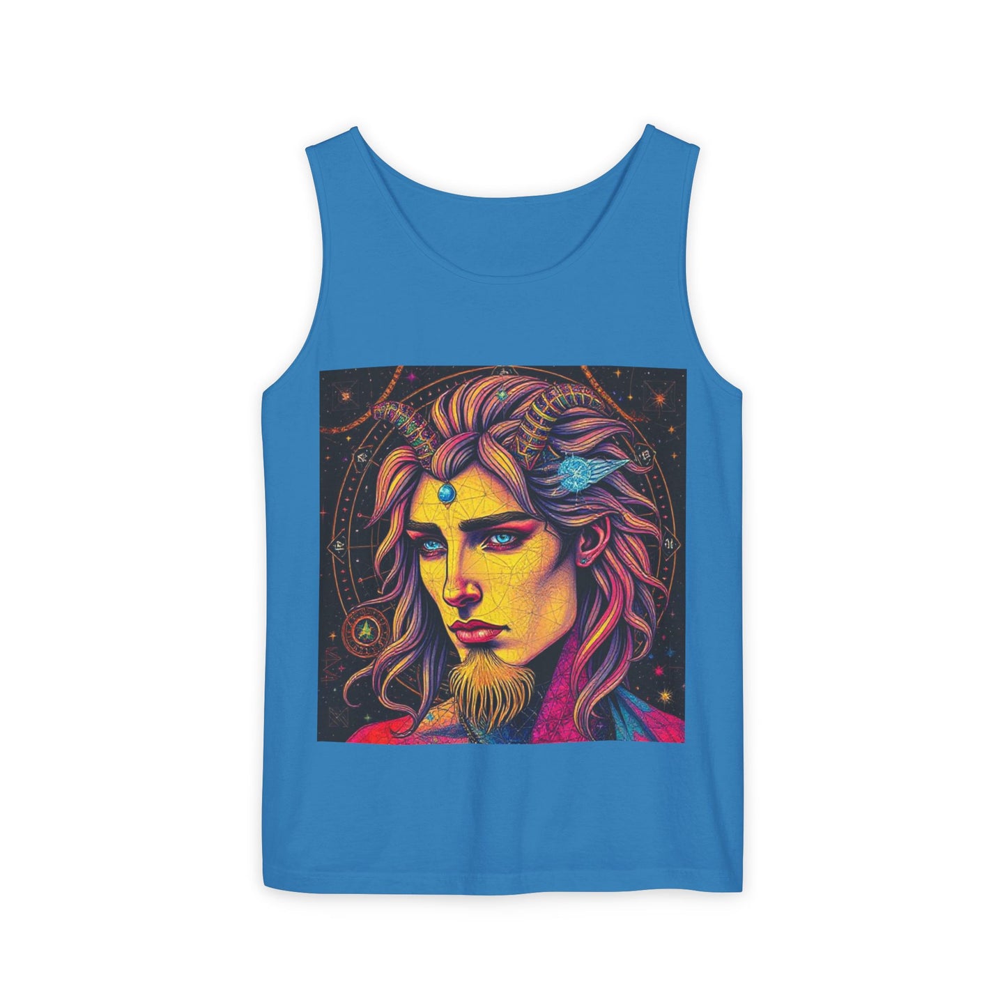Unisex Garment-Dyed, Tank Top, Aquarius Design, Pop Art v1, 100% Ringspun US cotton