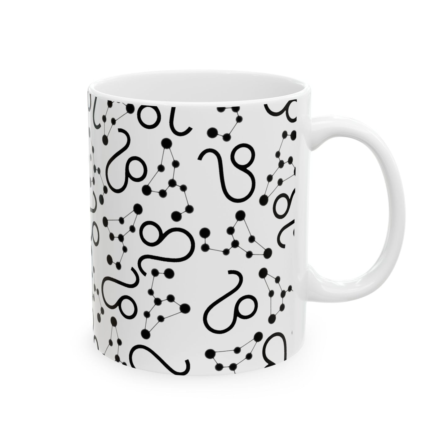 Ceramic Mug, (11oz, 15oz), Ceramic Coffee Mug, AOP, Leo Zodiac Design