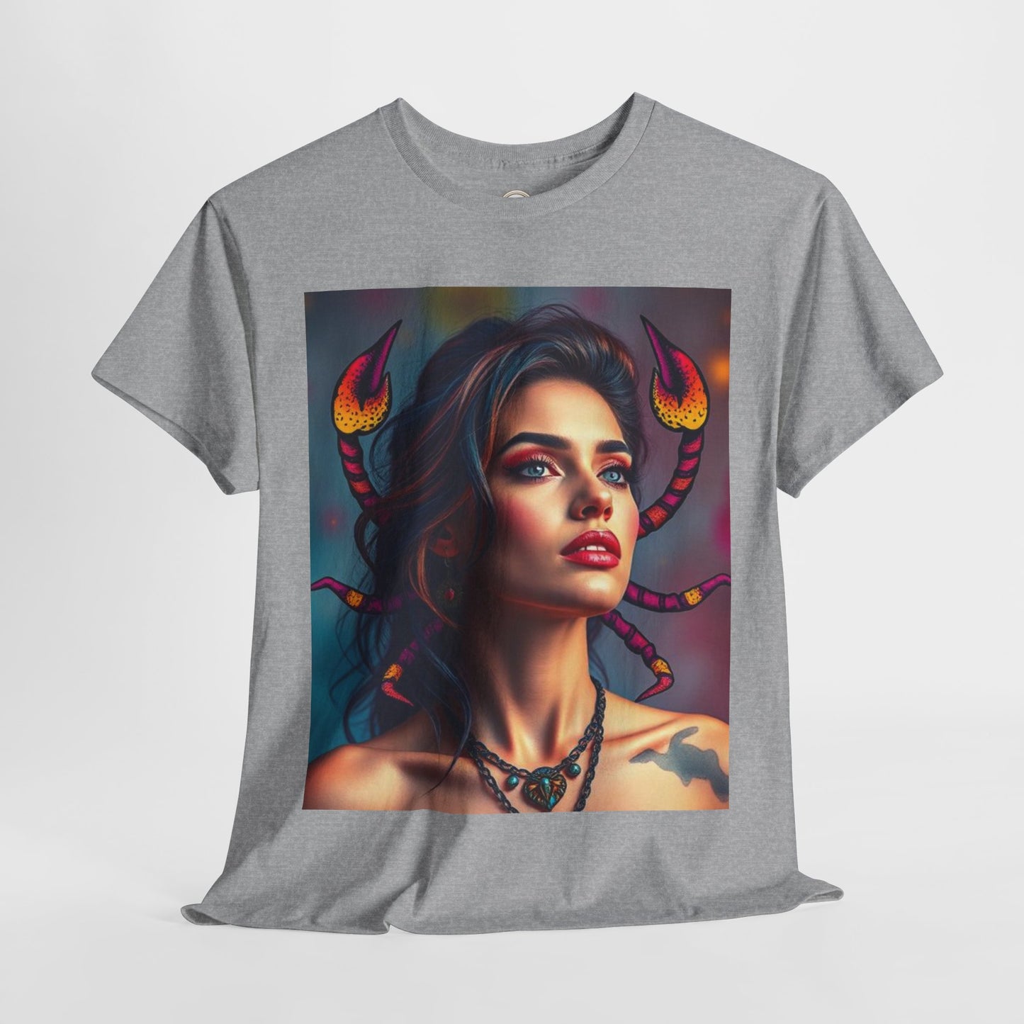 Unisex Heavy Cotton T-Shirt, Scorpio, Zodiac v2, Sexy Art
