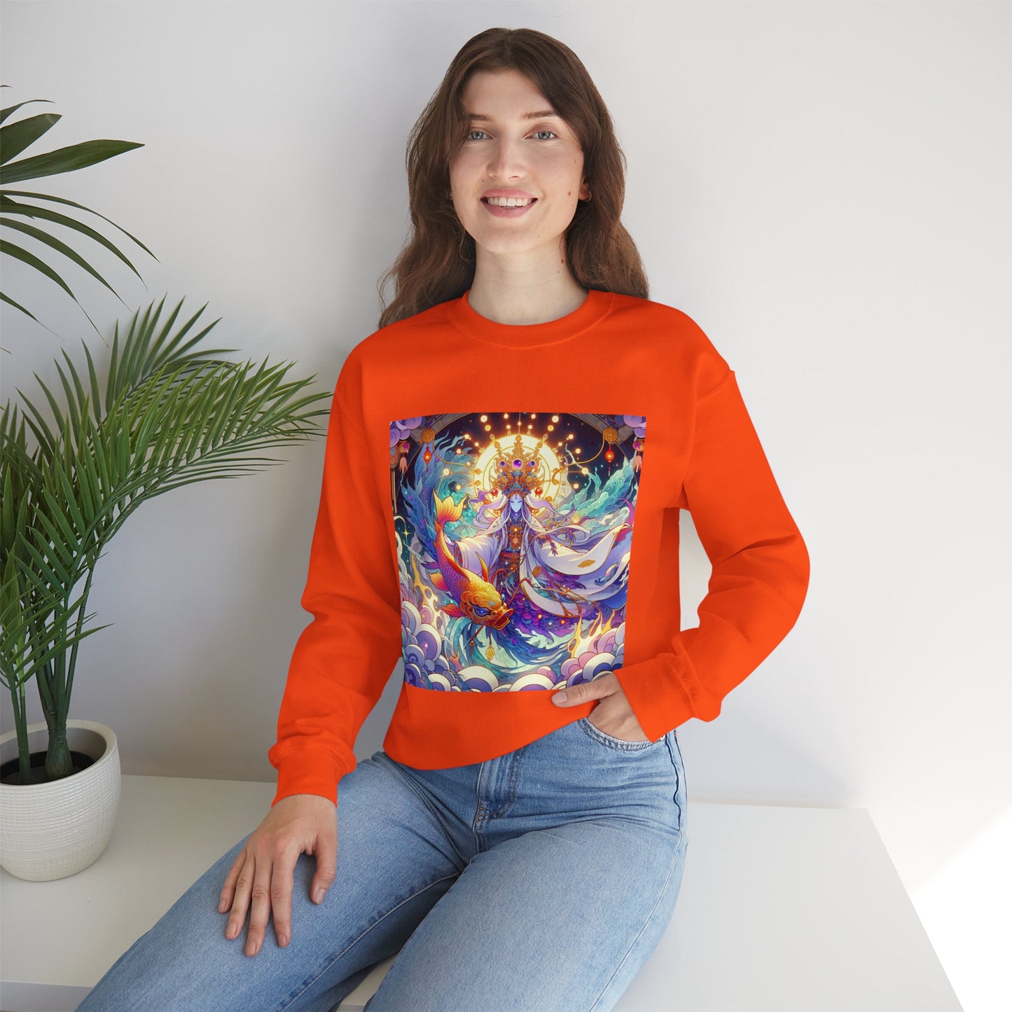 Unisex Heavy Blend™ Crewneck Sweatshirt, Anime Pisces King, Zodiac Design
