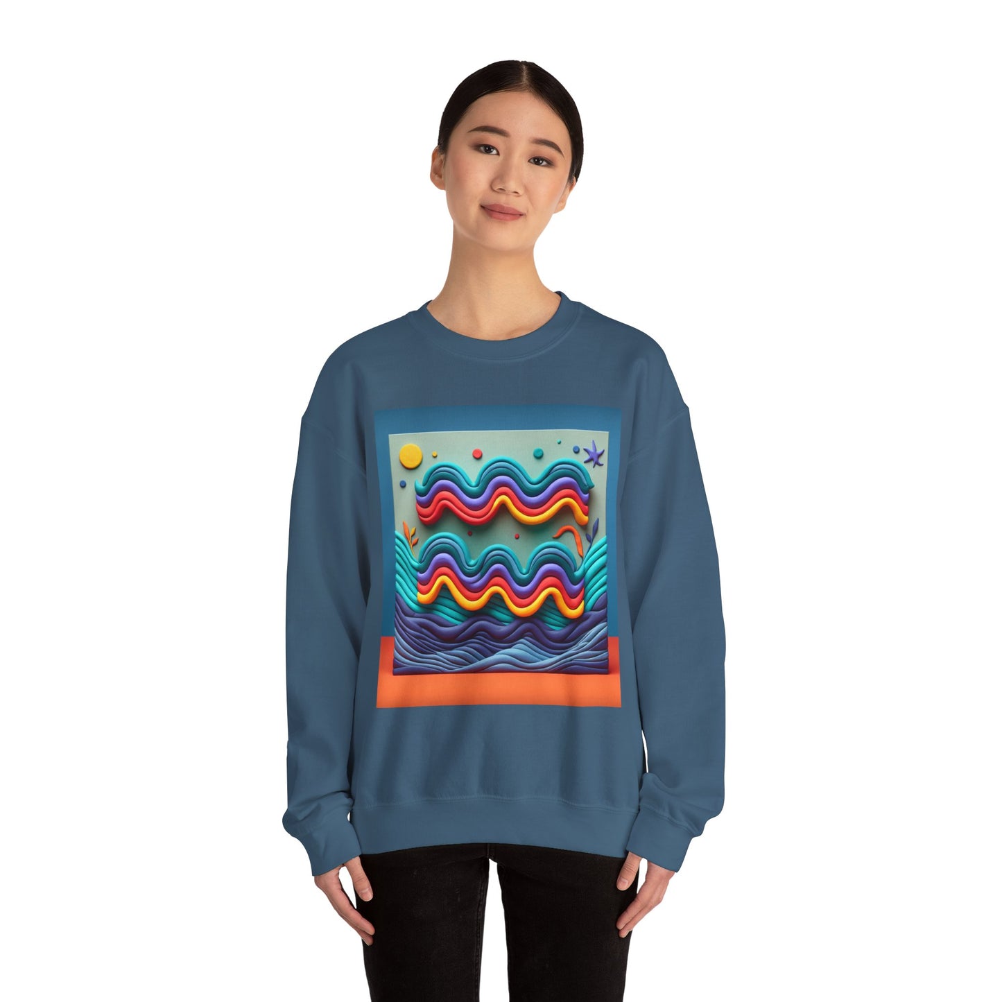Unisex Heavy Blend™ Crewneck Sweatshirt, Water Painting, Aquarius Zodiac Design