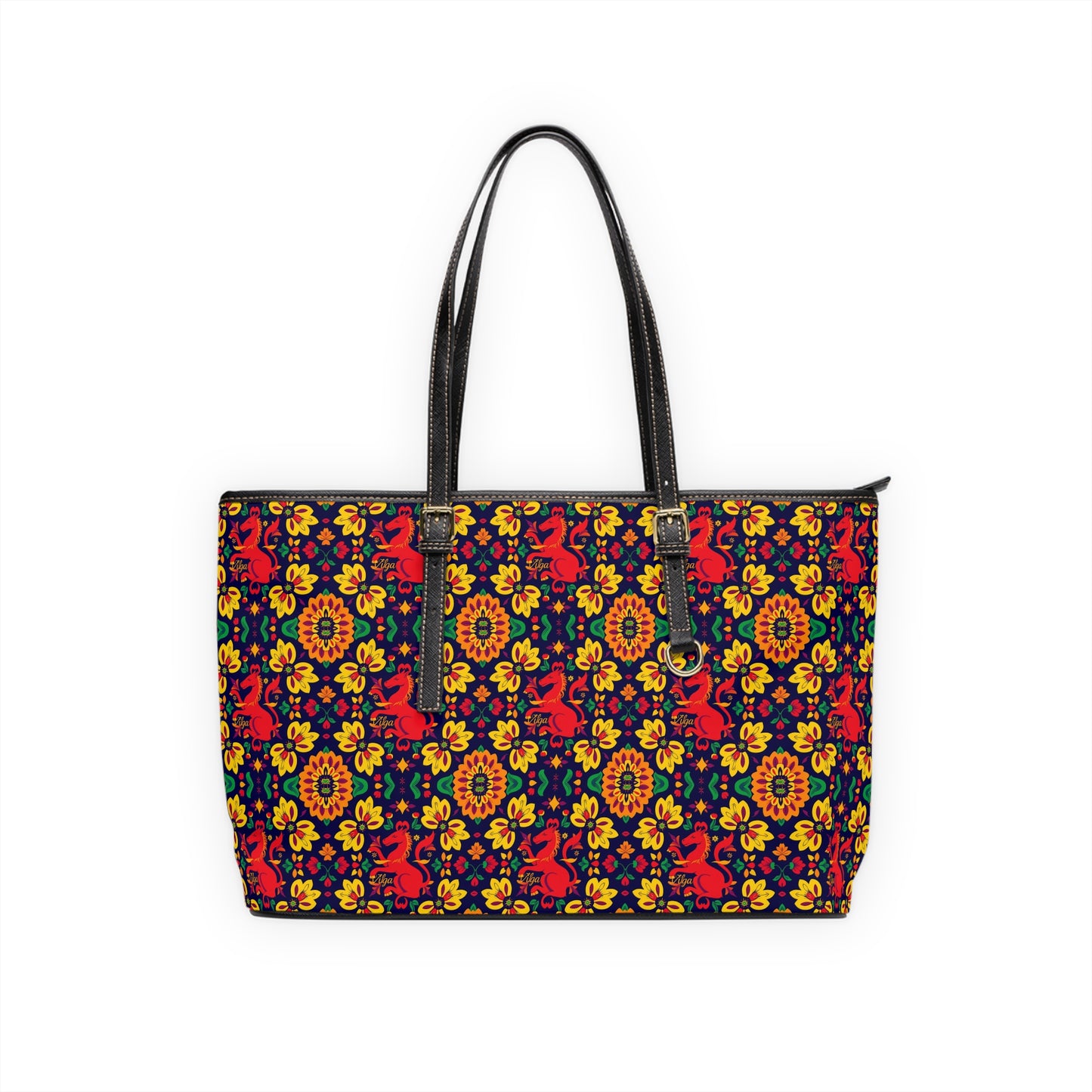 Leather Shoulder Bag, Virgo, Zodiac v1, Flower Pattern
