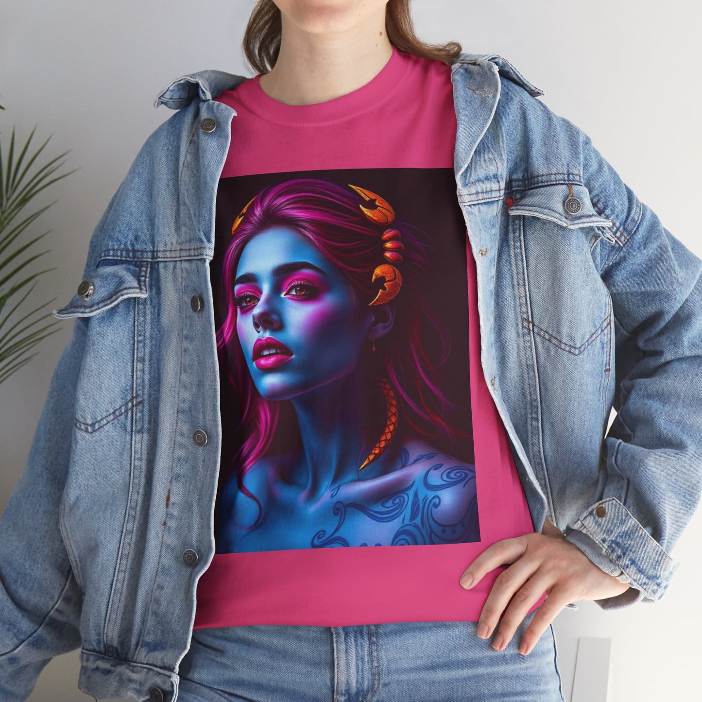 Unisex Heavy Cotton T-Shirt, Scorpio, Zodiac, Sexy Art