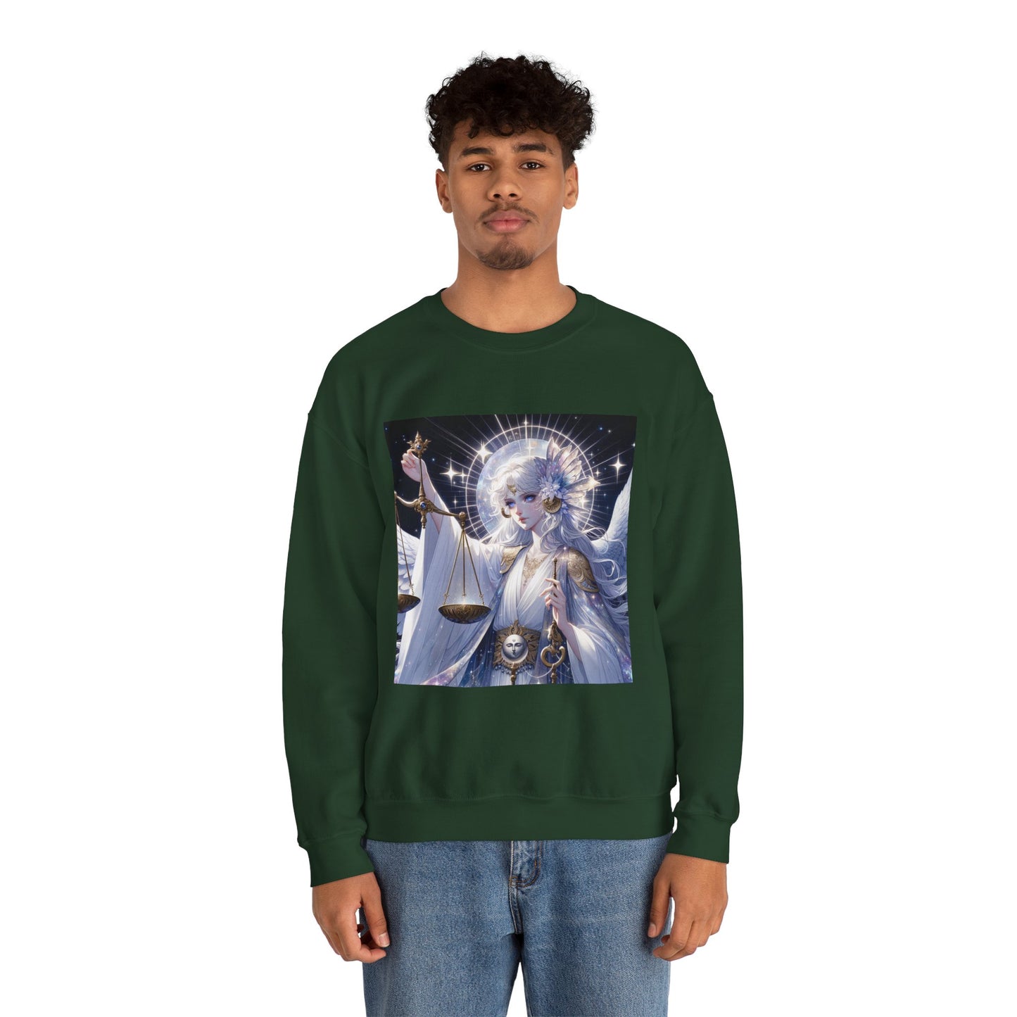 Unisex Heavy Blend™ Crewneck Sweatshirt,anime angel, Libra Zodiac Design