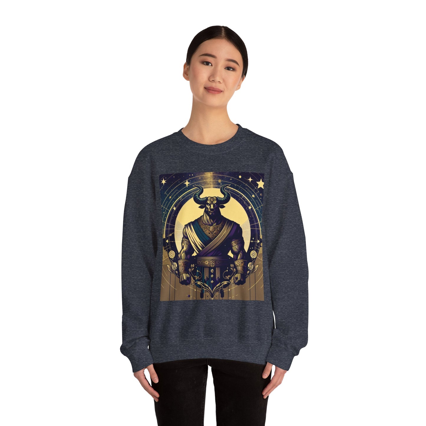 Unisex Heavy Blend™ Crewneck Sweatshirt, Minotaur, Taurus Zodiac Design