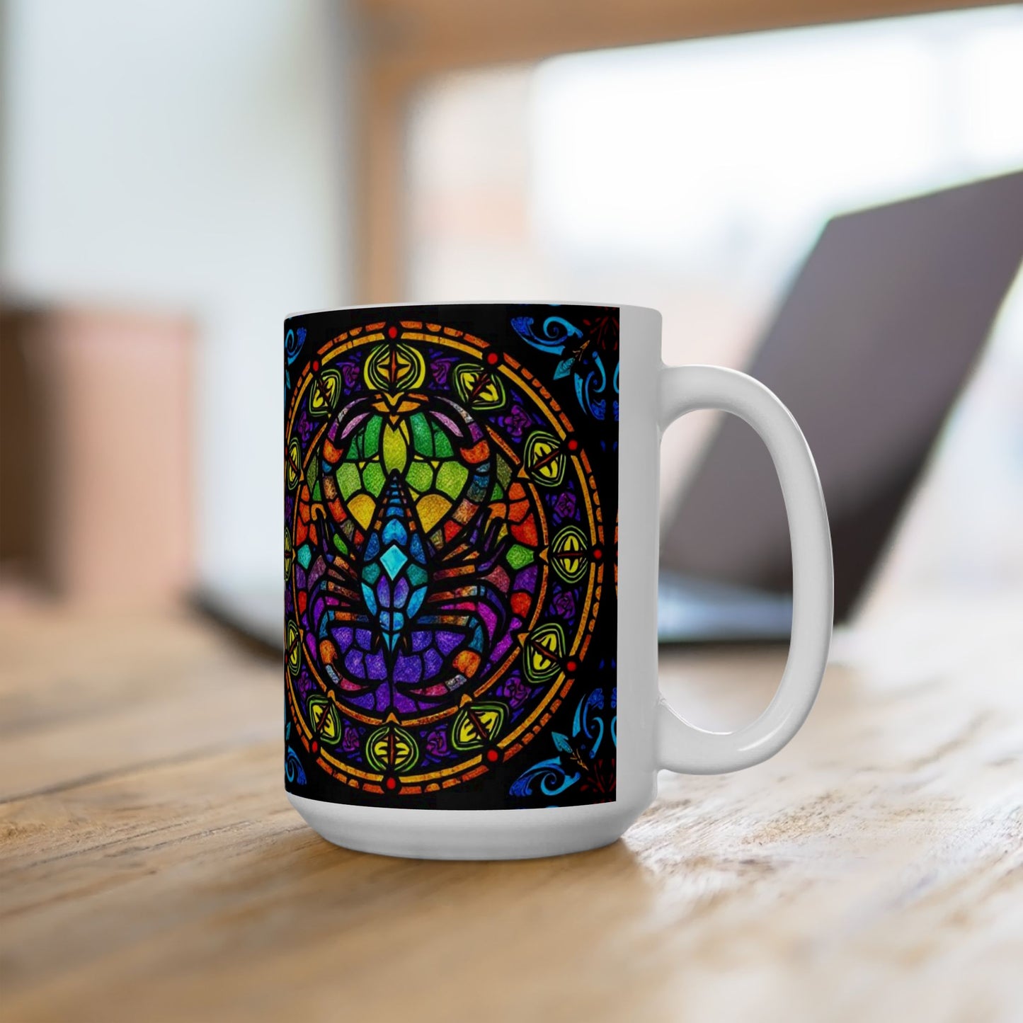 Ceramic Mug, (11oz, 15oz), Ceramic Coffee Mug, AOP, Glass Design v1, Scorpio Zodiac