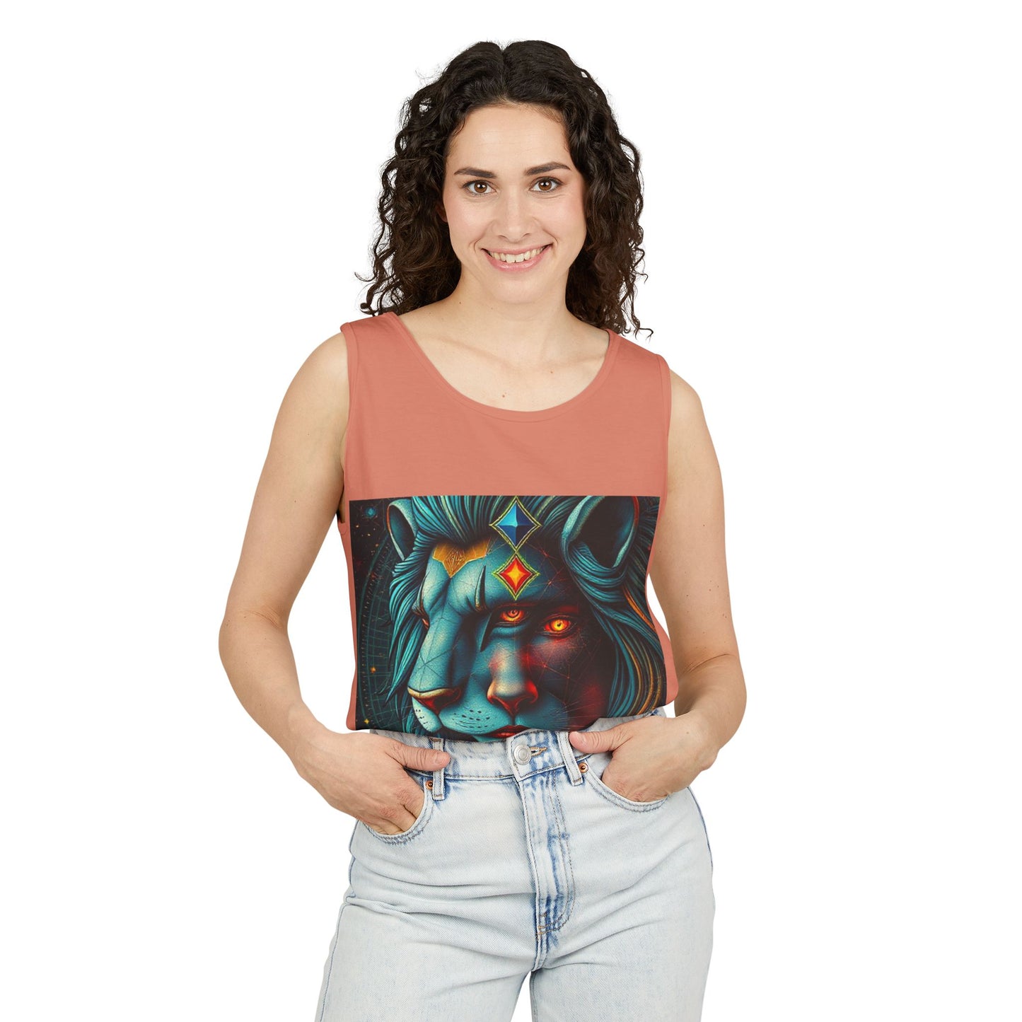 Unisex Garment-Dyed, Tank Top, Leo, Pop Art, 100% US cotton