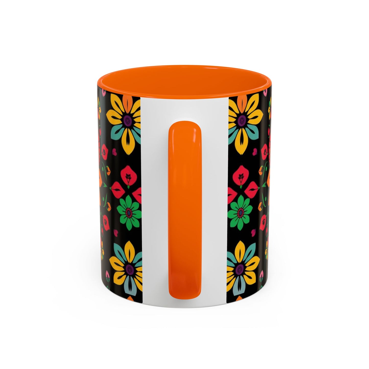 Accent Coffee Mug, Aries, Zodiac v3, Flower Pattern, (11, 15oz)