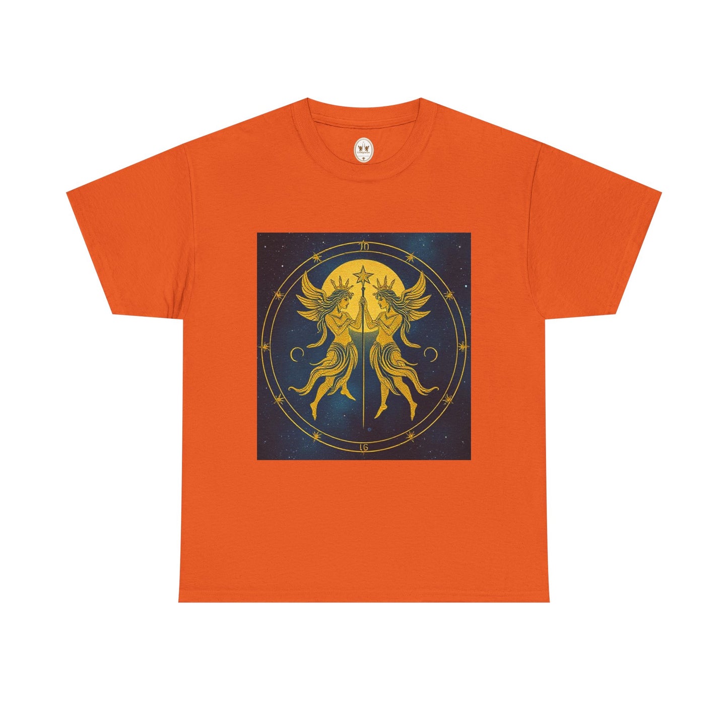 Unisex Heavy Cotton T-Shirt, Space Twins v3, Gemini Zodiac Design