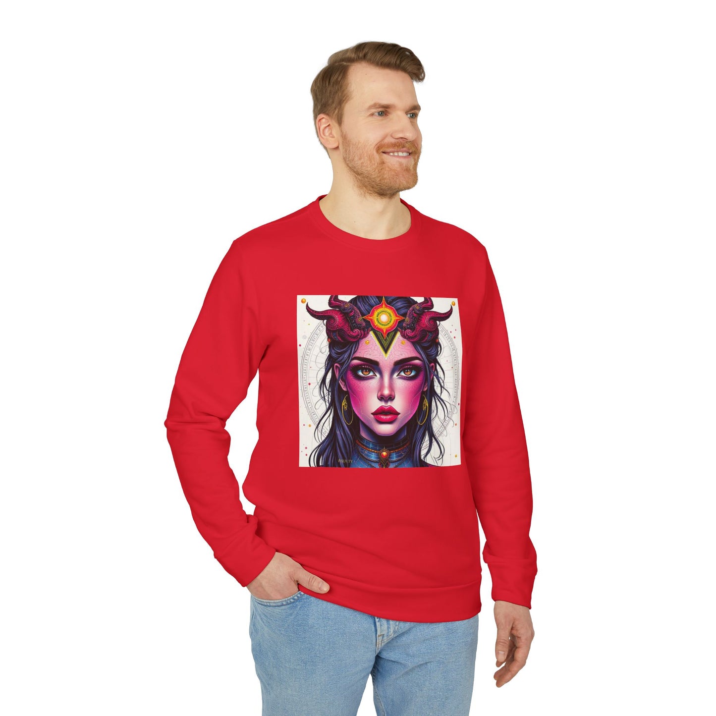 Adidas, Unisex Fleece Crewneck Sweatshirt, Virgo, Pop Art v1, Zodiac