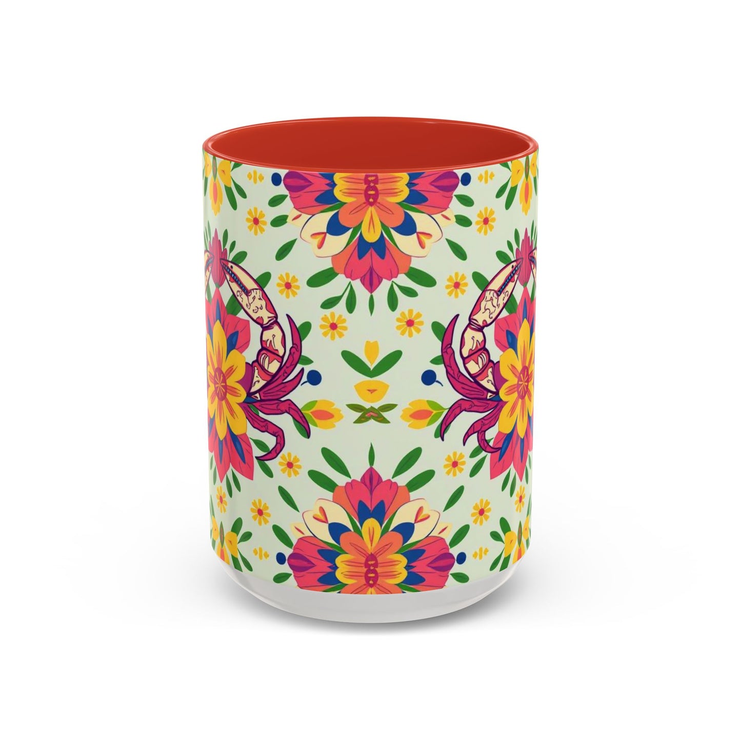 Accent Coffee Mug, Cancer, Zodiac v3, Flower Pattern, (11, 15oz)