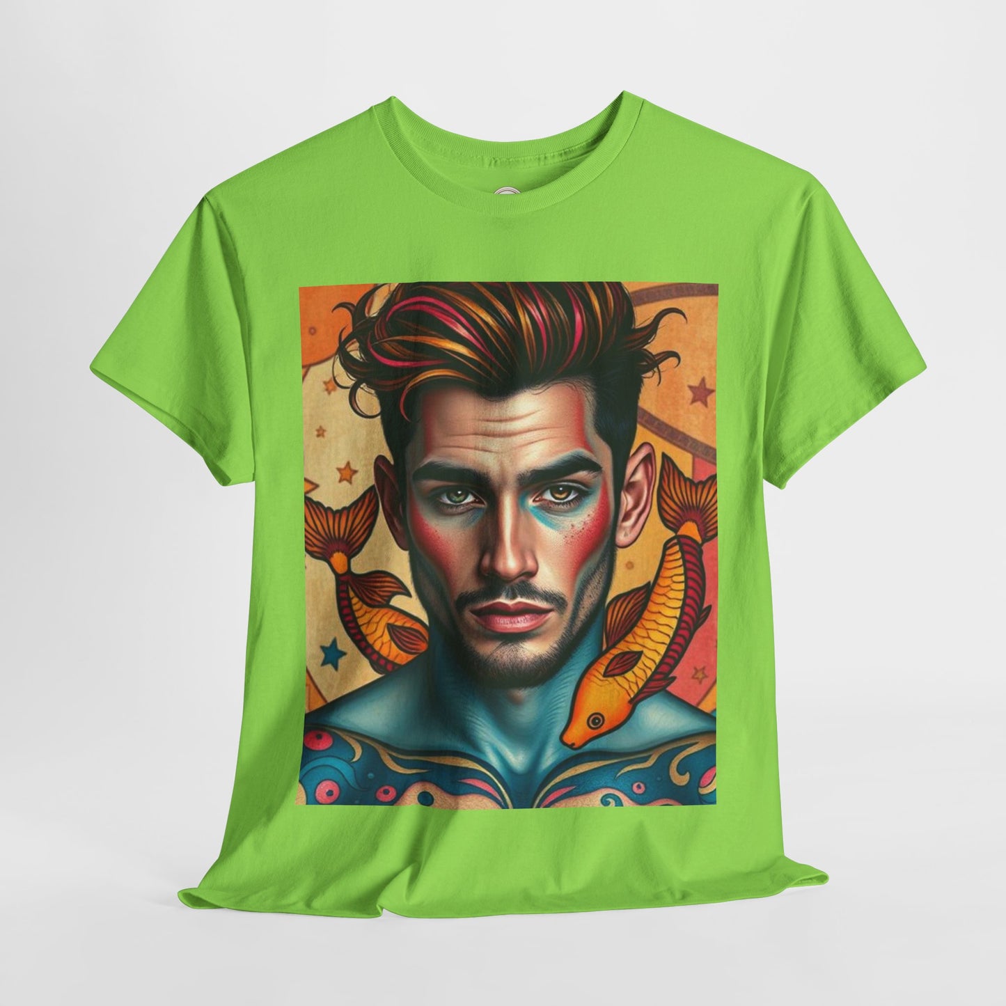 Unisex Heavy Cotton T-Shirt, Pisces, Zodiac v2, Sexy Art