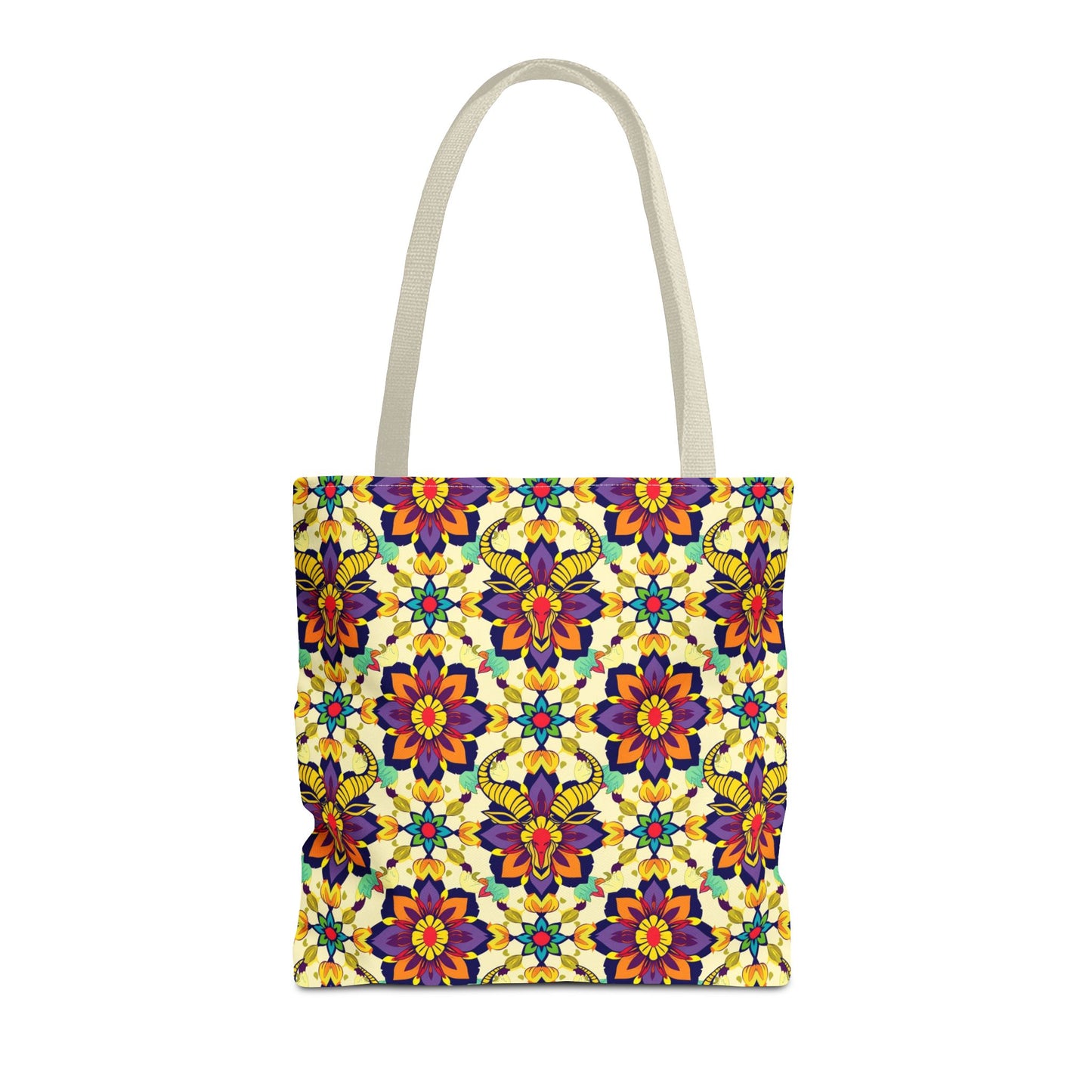 Tote Bag, (AOP), Taurus, Zodiac v5, Flower Pattern