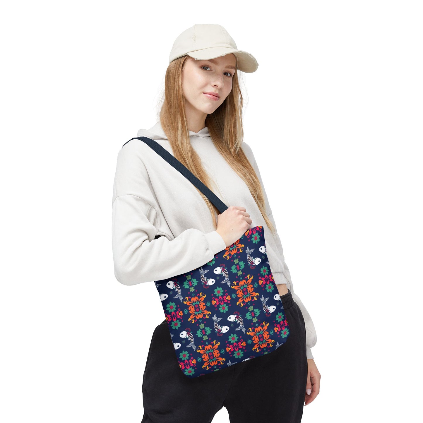 Tote Bag (AOP), Pisces, Zodiac, Flower Pattern